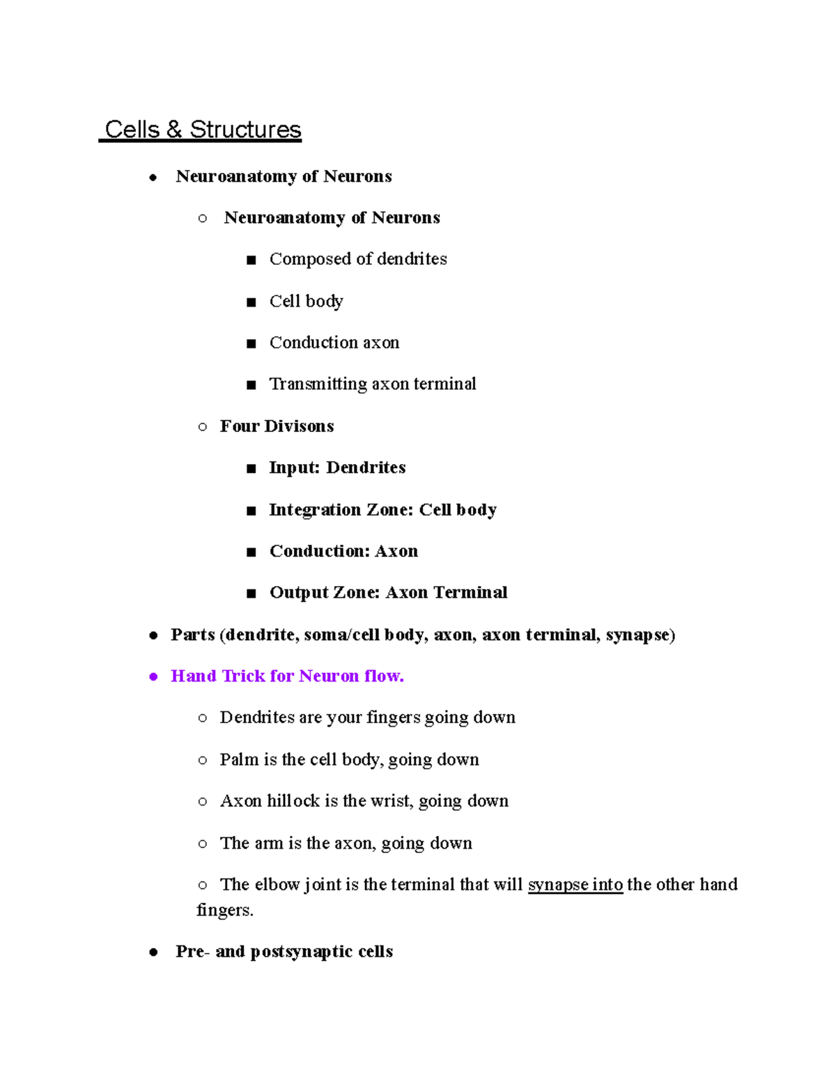 Cells & Structures study guide - Cells & Structures Neuroanatomy of ...