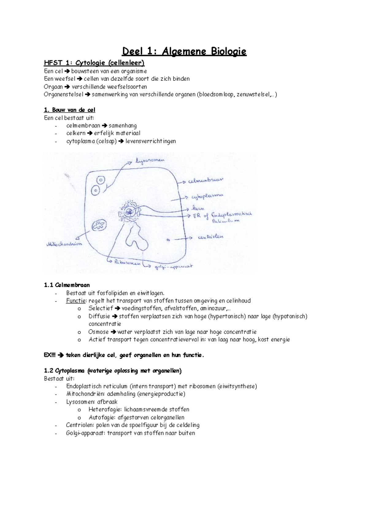 Biologie TB Samenvatting 1 - Deel 1: Algemene Biologie HFST 1 ...