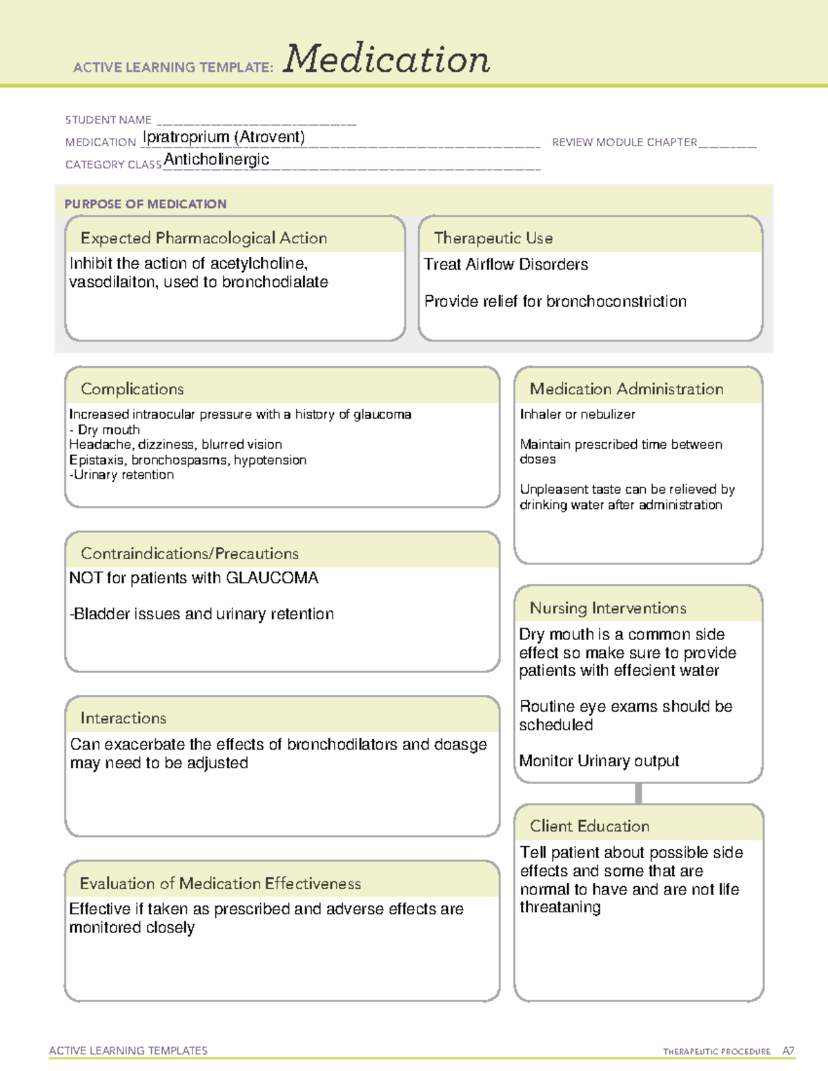 Ipratoprium med card - ACTIVE LEARNING TEMPLATES THERAPEUTIC PROCEDURE ...