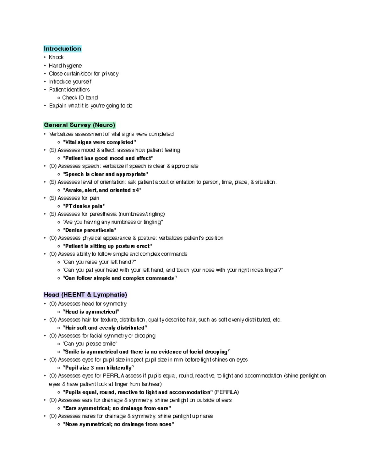 Head to Toe Guide - Introduction Knock Hand hygiene Close curtain/door ...