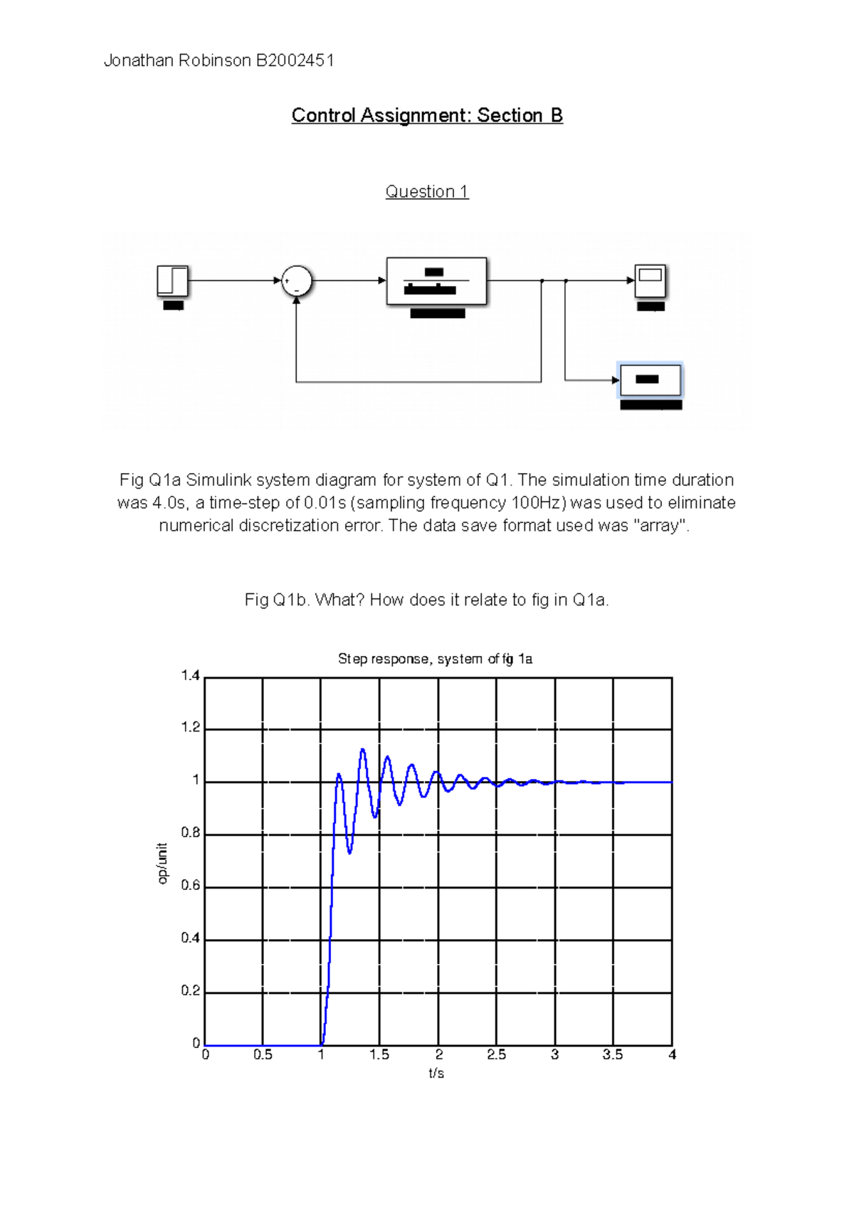 Control Assignment Part B - Control Assignment: Section B Question 1 ...