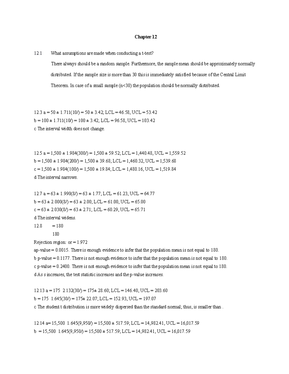 Answers 13 - statistics-subject problems - Chapter 12 12 What ...