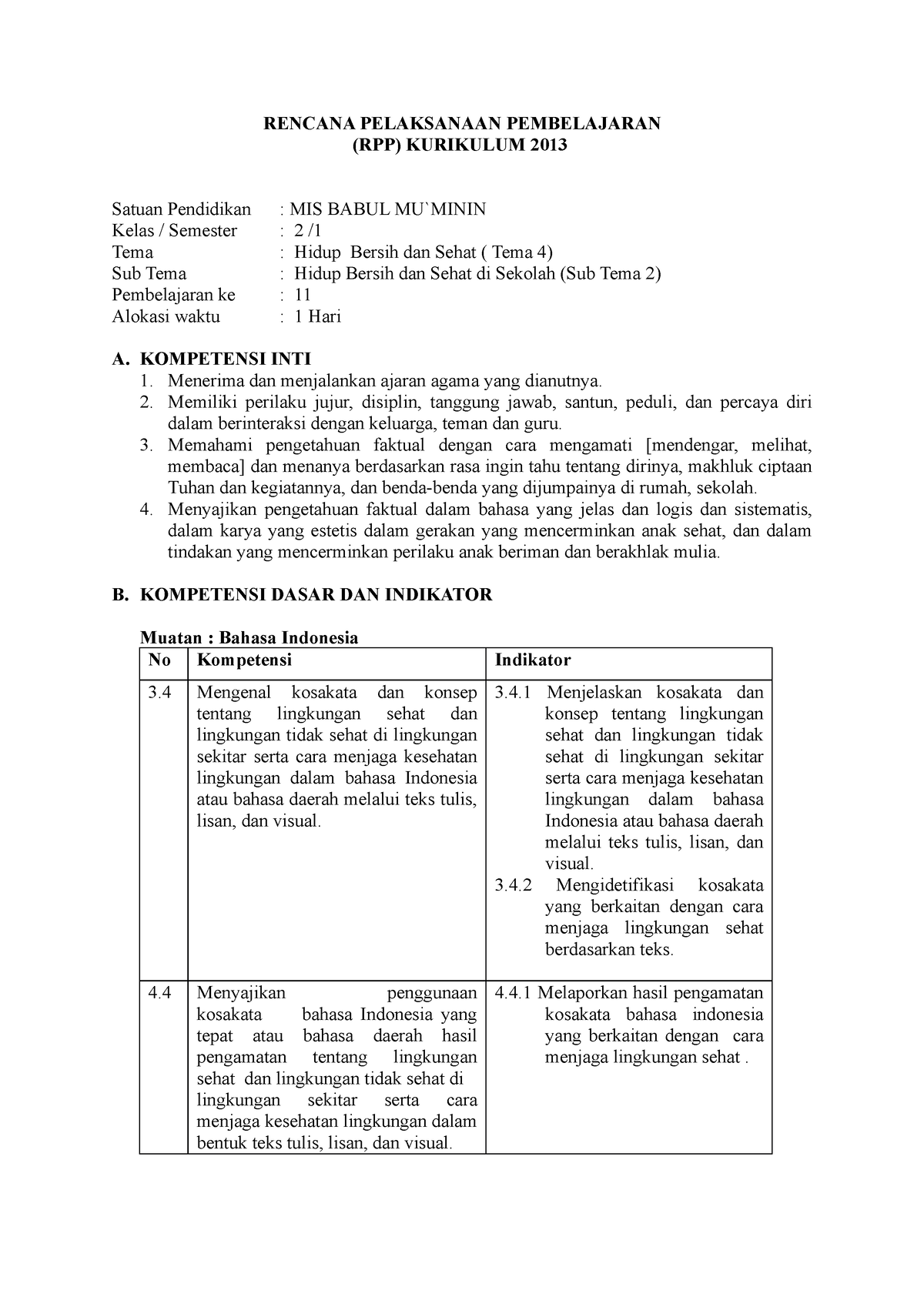 Rpp Tugas 6 - Arasso - RENCANA PELAKSANAAN PEMBELAJARAN (RPP) KURIKULUM ...