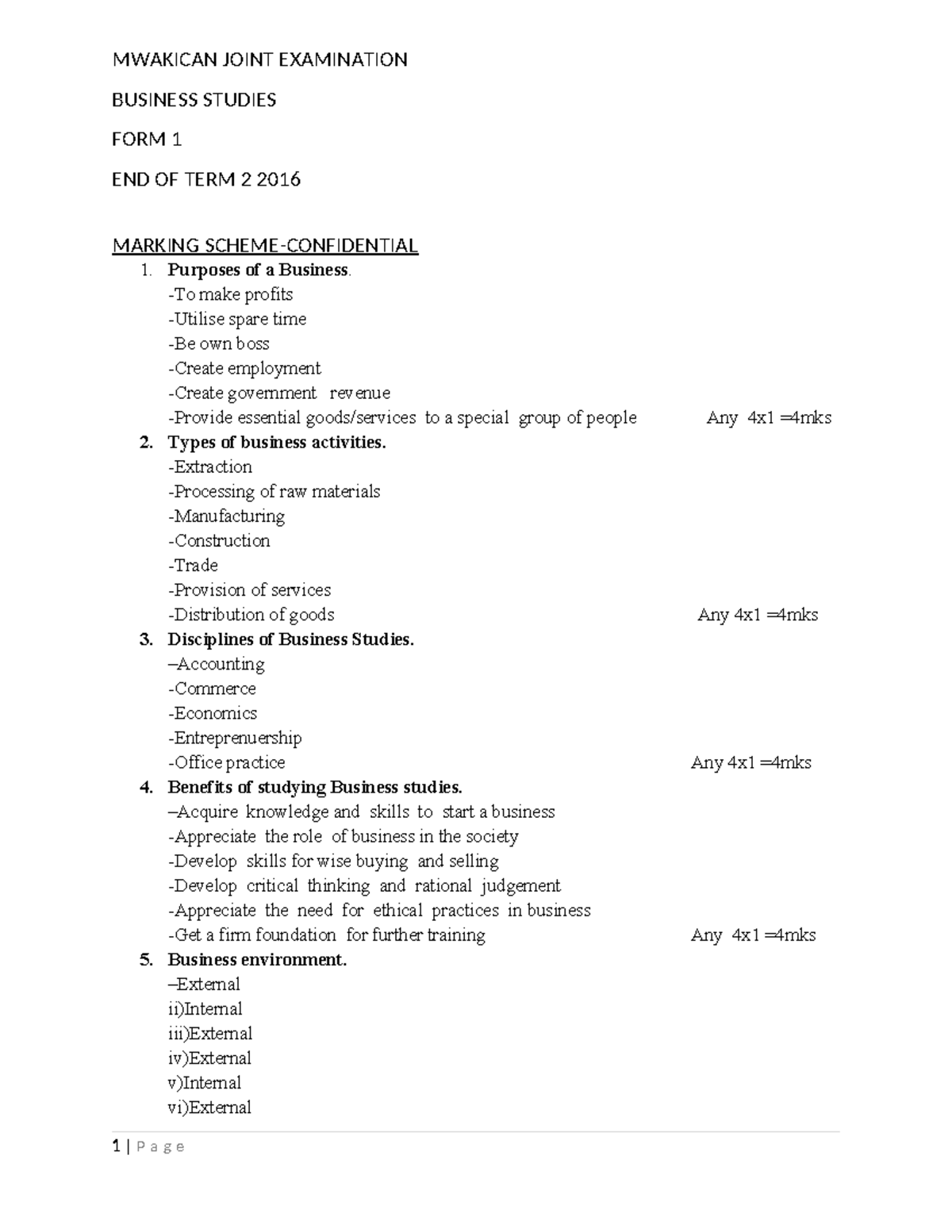 Business form 1 m scheme ui2252021004 - MWAKICAN JOINT EXAMINATION ...