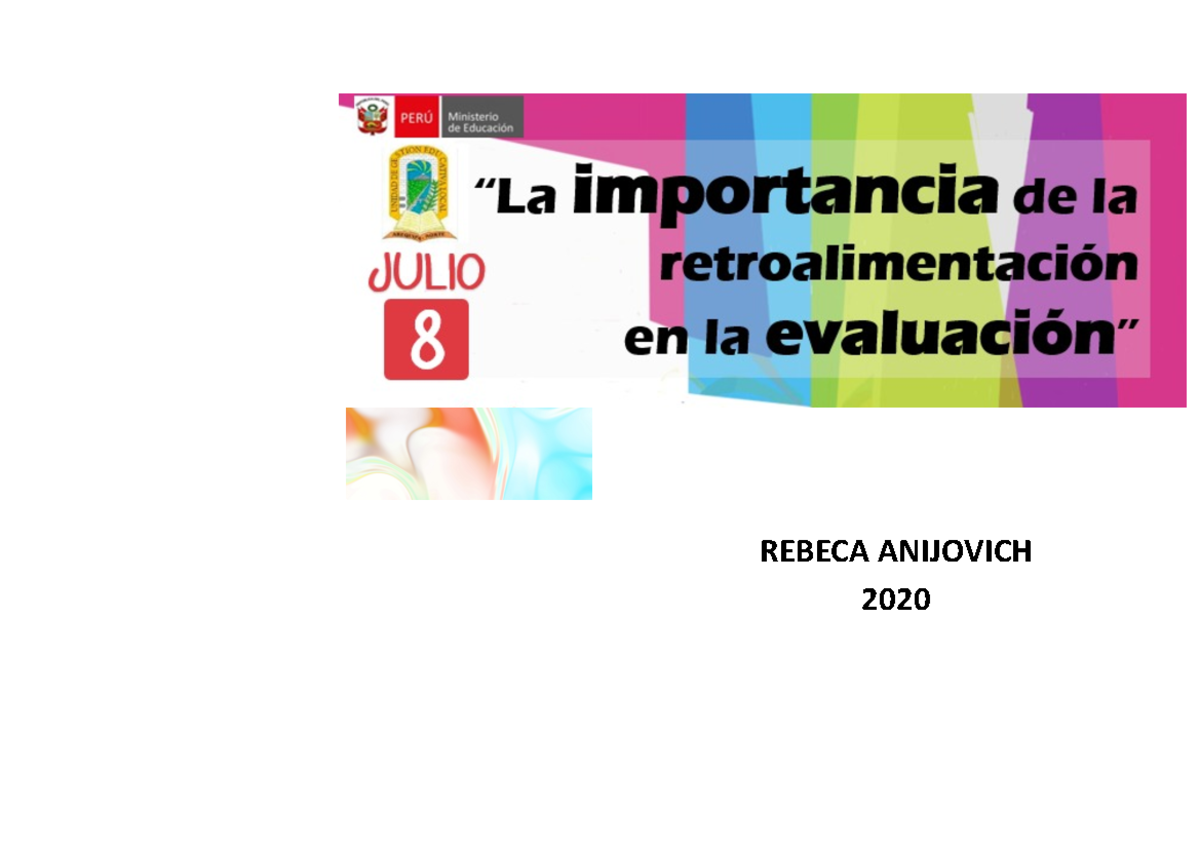 Rebeca Anijovich Importancia DE LA Retroalimentación EN LA Evaluación