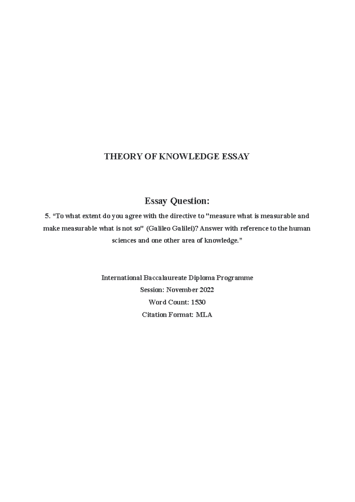 Language and literature essay - THEORY OF KNOWLEDGE ESSAY Essay ...