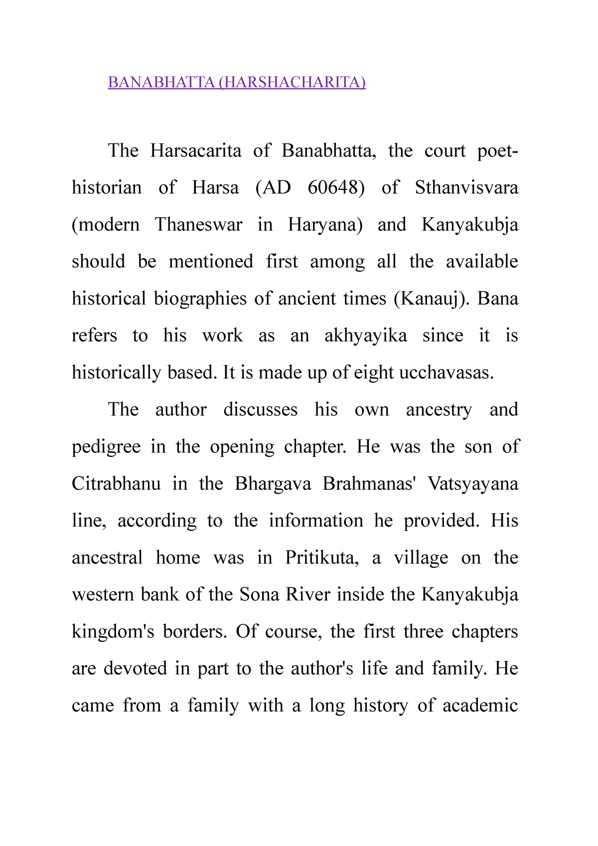 banabhatta essay in sanskrit