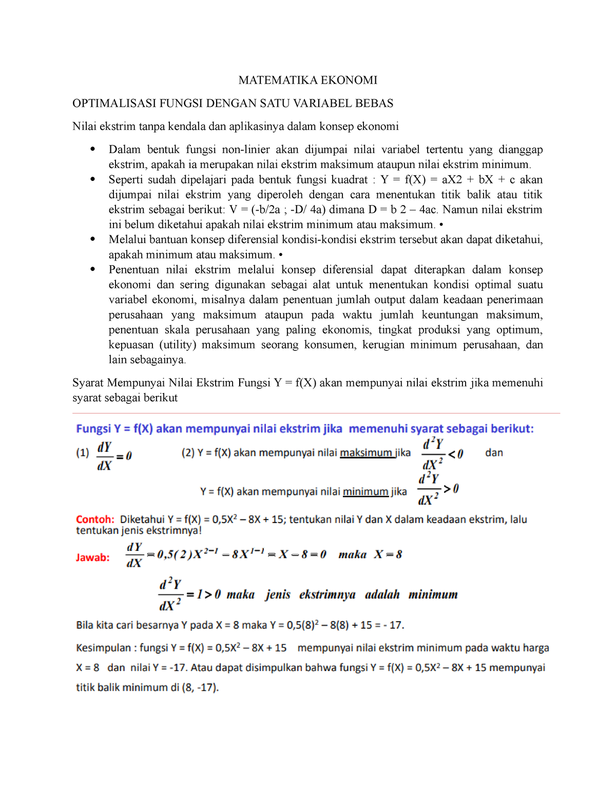 Matematika Ekonomi BAB 12 - MATEMATIKA EKONOMI OPTIMALISASI FUNGSI ...