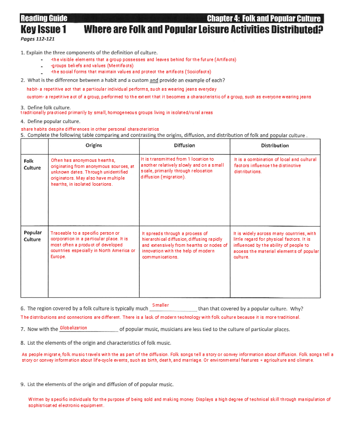 Chapter 4 Study Guide - ####### Reading Guide Key Issue 1 Pages 112 ...