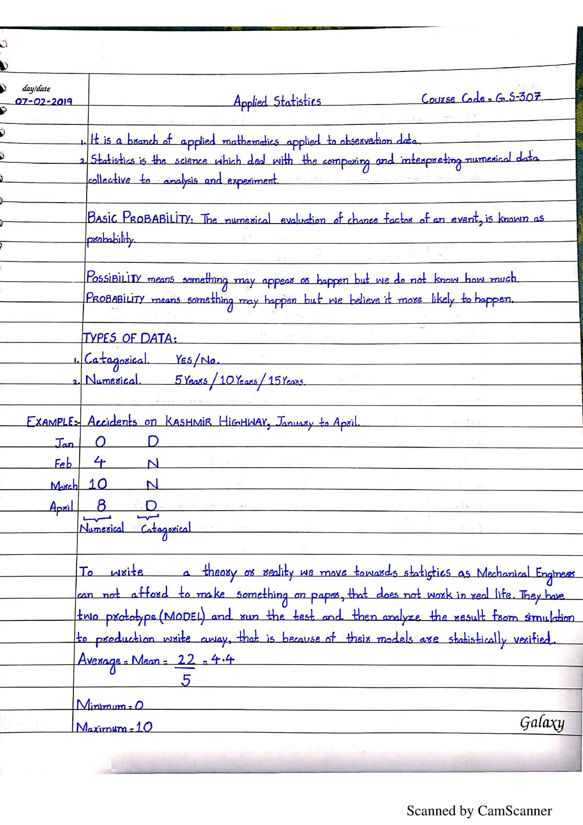 AS Lectures - Lecture Notes 1-8 - Probability And Statistics - Scanned ...