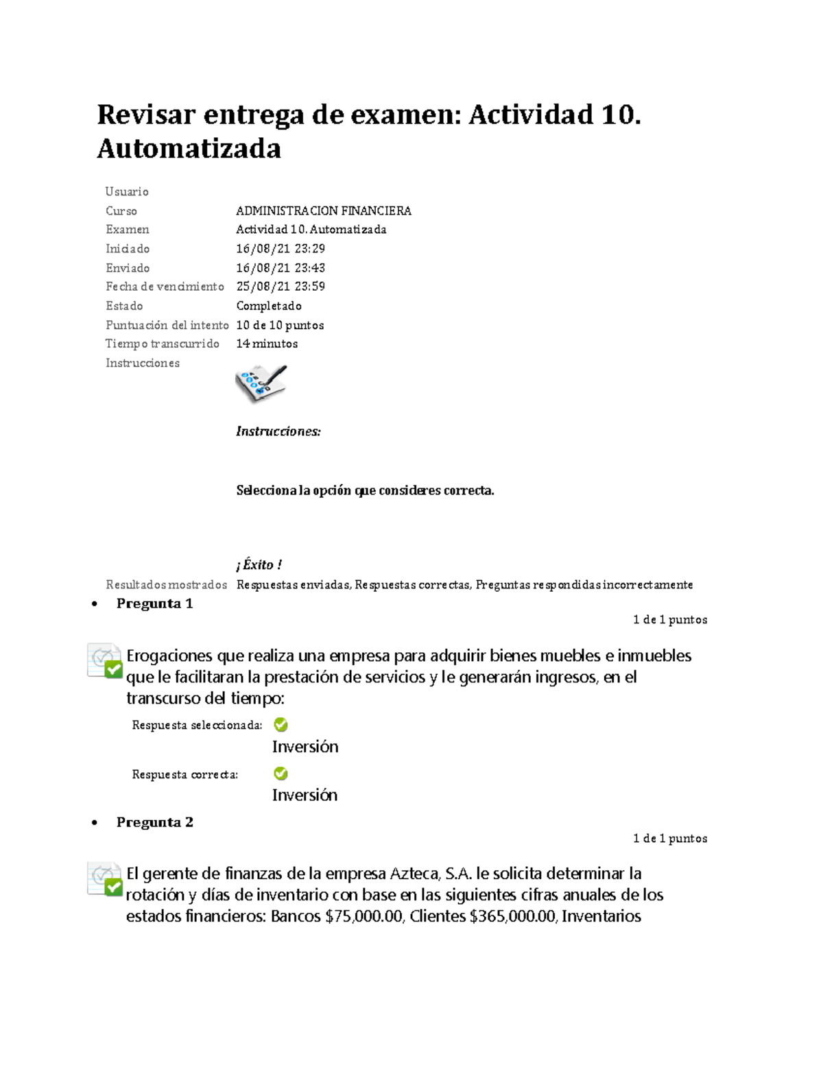 ACT#9 Administracion Financiera Automatizada - Revisar Entrega De ...