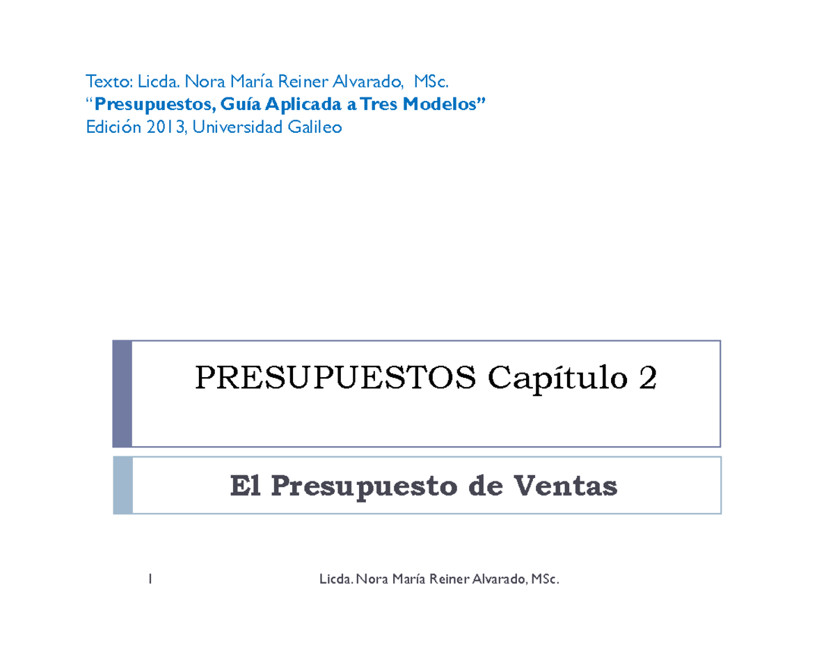 Cap+2+-+el+presupuesto+de+ventas - - Studocu