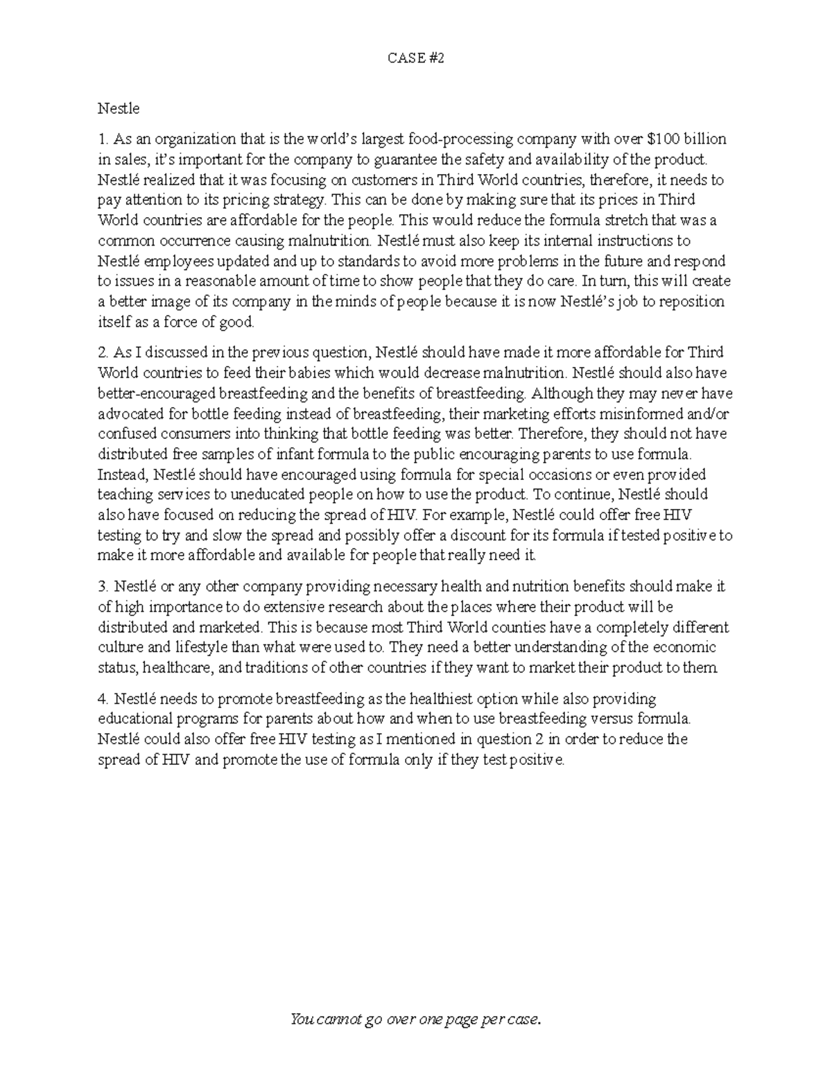 Case 3 Nestle CASE Nestle As an organization that is the world’s