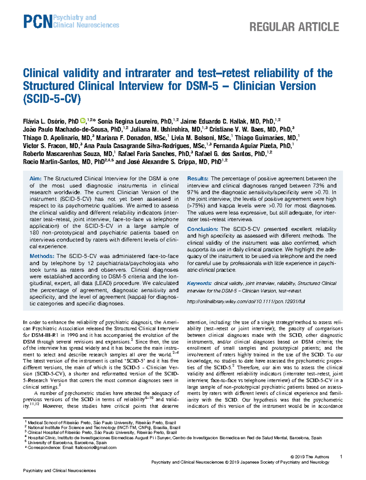 Psych research 133 - REGULAR ARTICLE Clinical validity and intrarater ...