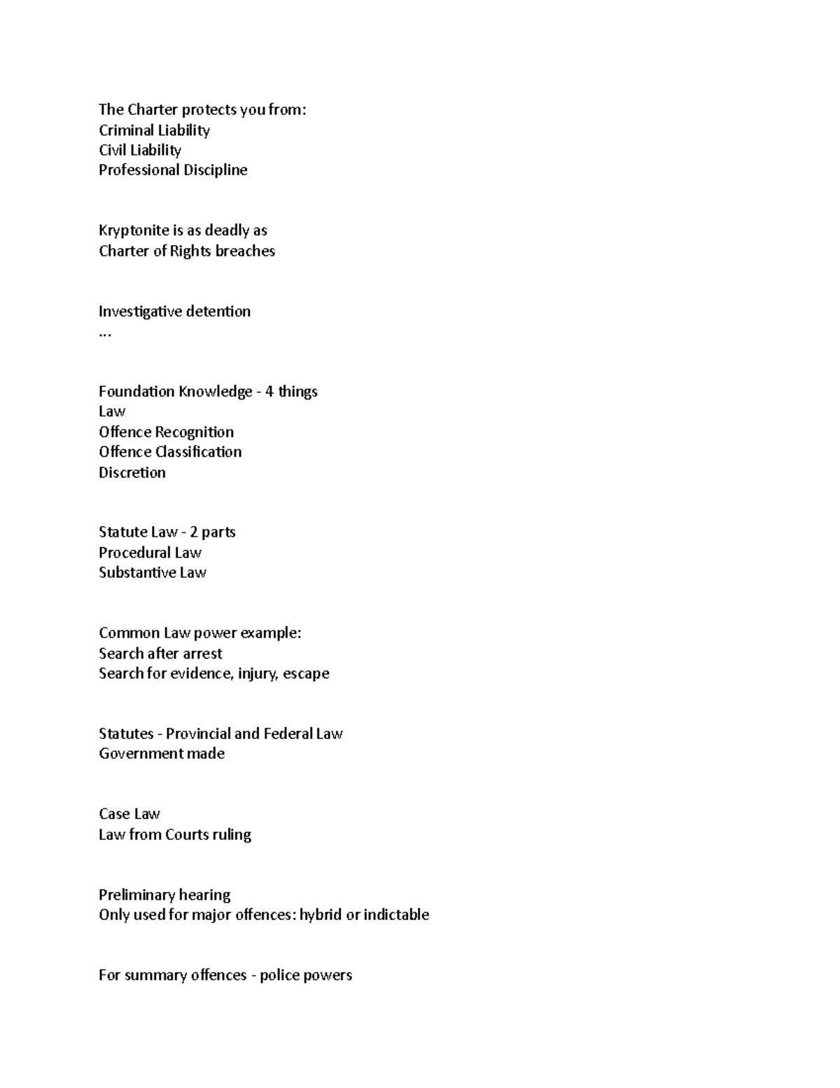 Summary Conviction Note - The Charter protects you from: Criminal ...