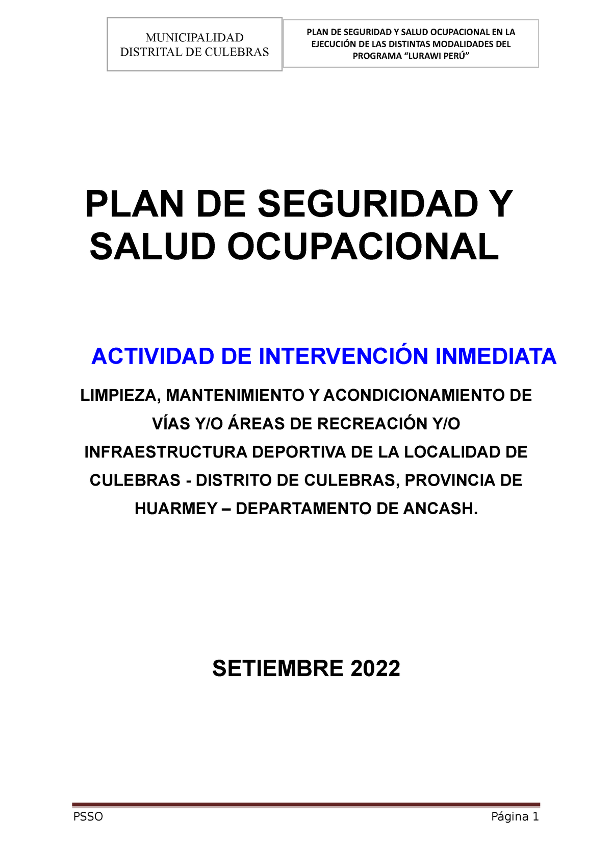 A 3 Plan De Seguridad Y Salud En El Trabajo Plan De Seguridad Y Salud Ocupacional Actividad De 9201