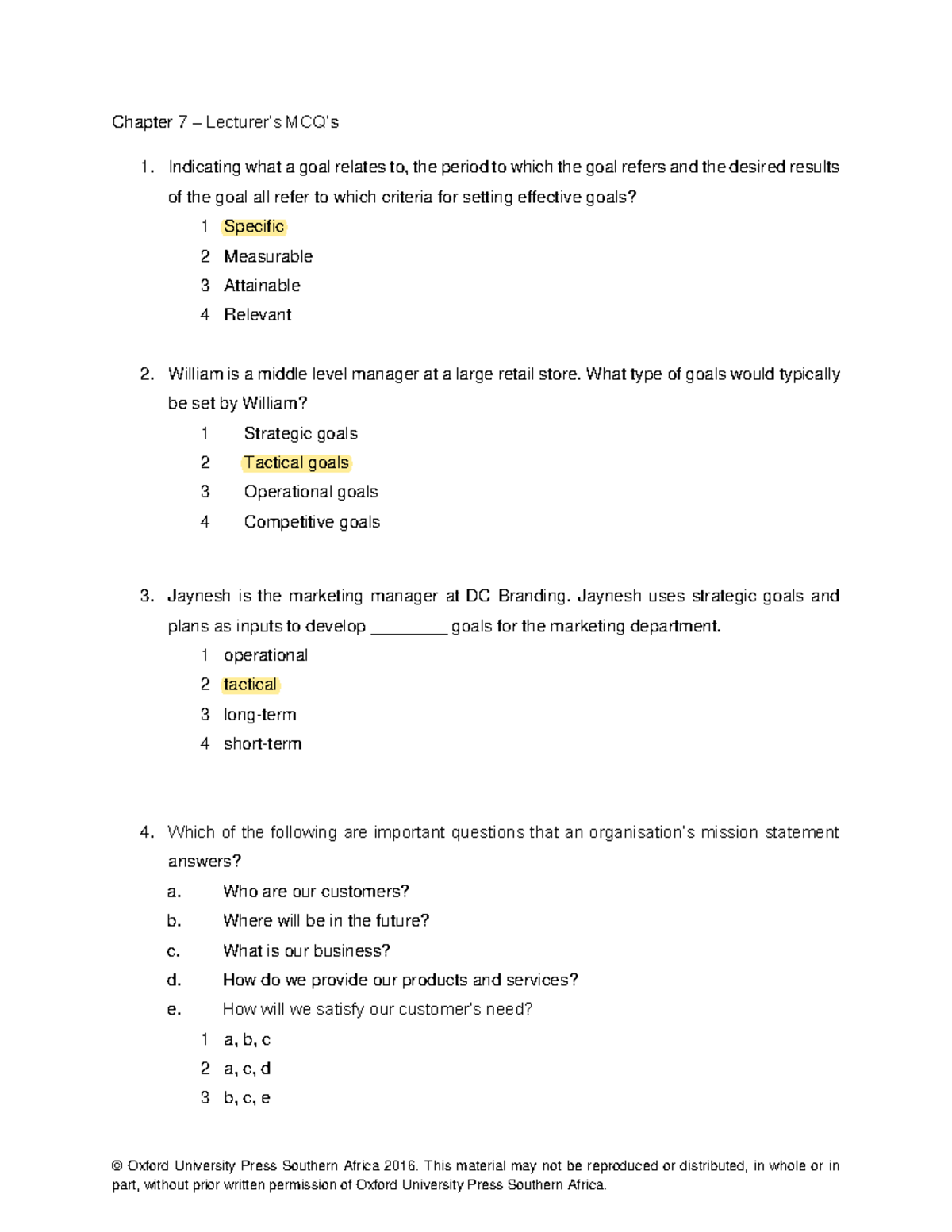 Chapter 7 MCQs with anwers - BEC 111E - UFH - Studocu