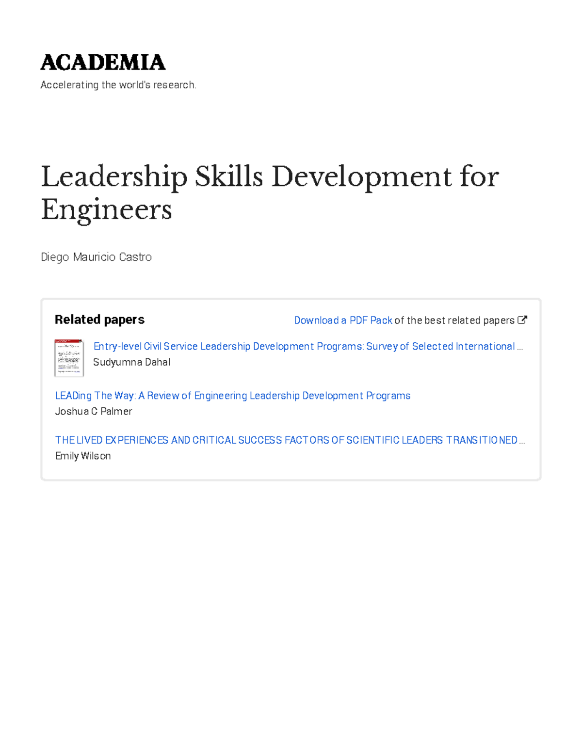 Leadership Skills Development for Engineers - ####### Accelerating the ...