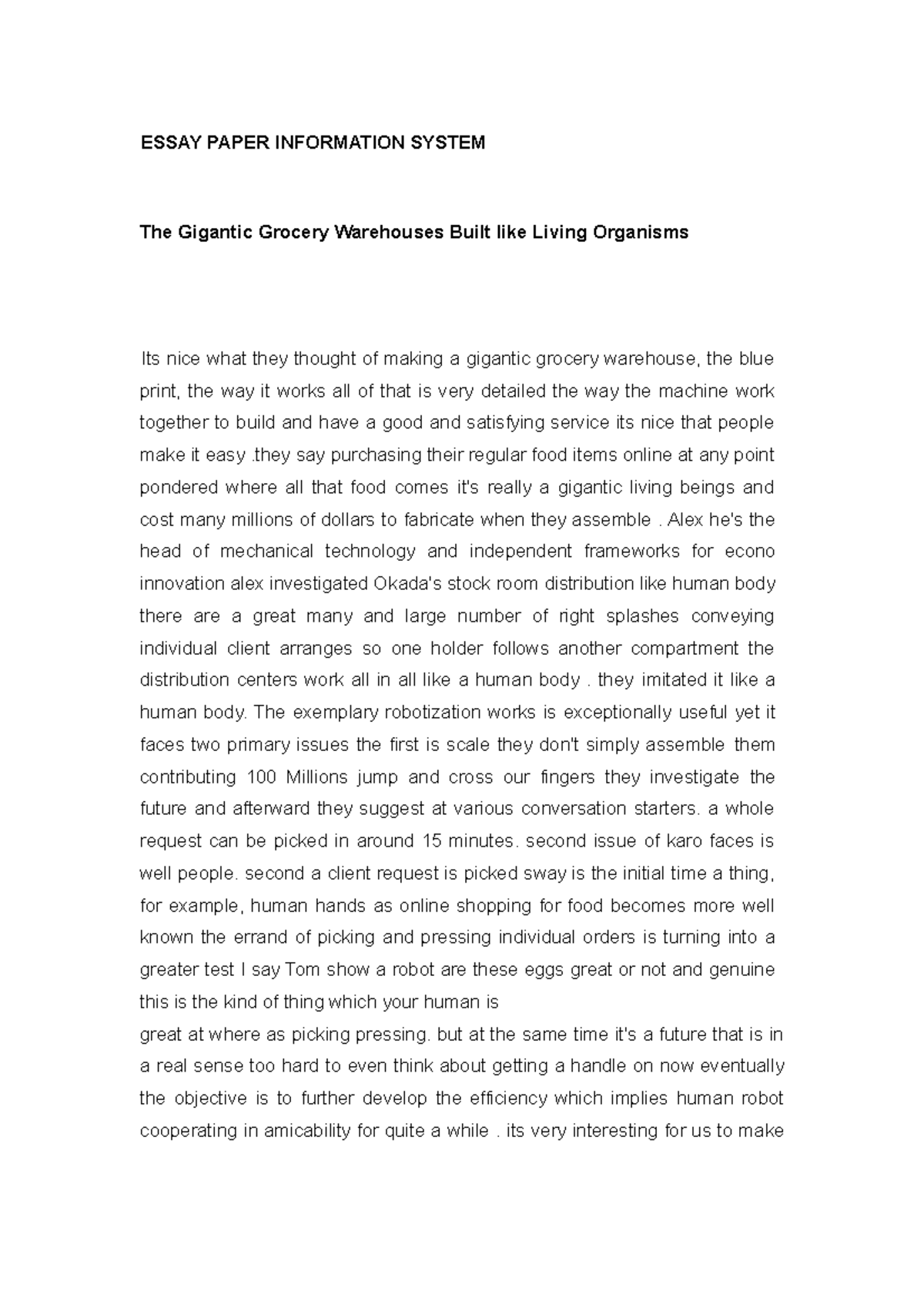 Essay Paper Information System Essay Paper Information System The