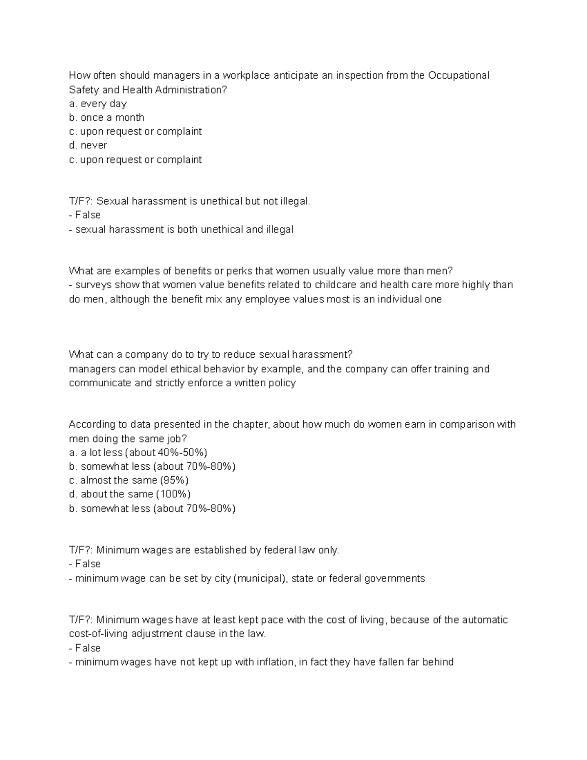 Business Ethics Assessment Notes - How often should managers in a ...