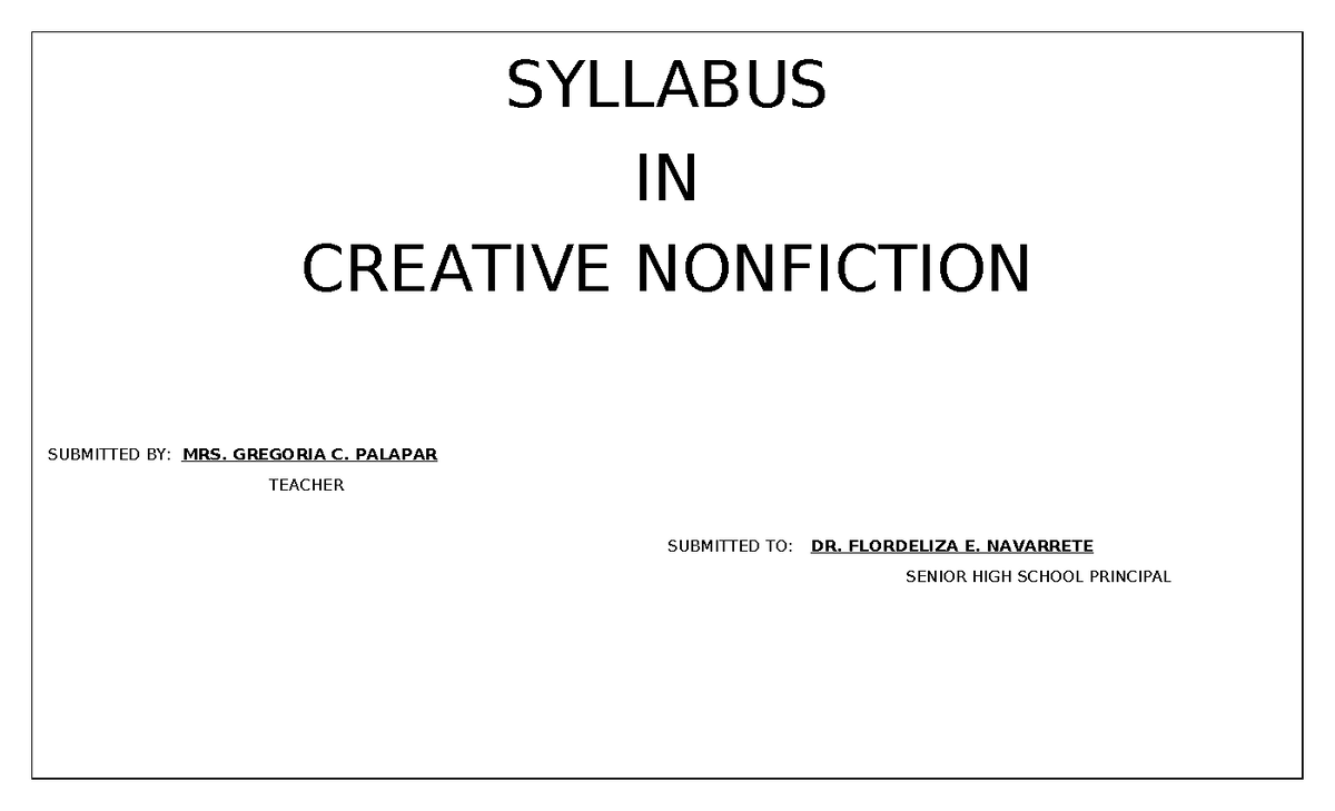 creative writing nonfiction syllabus