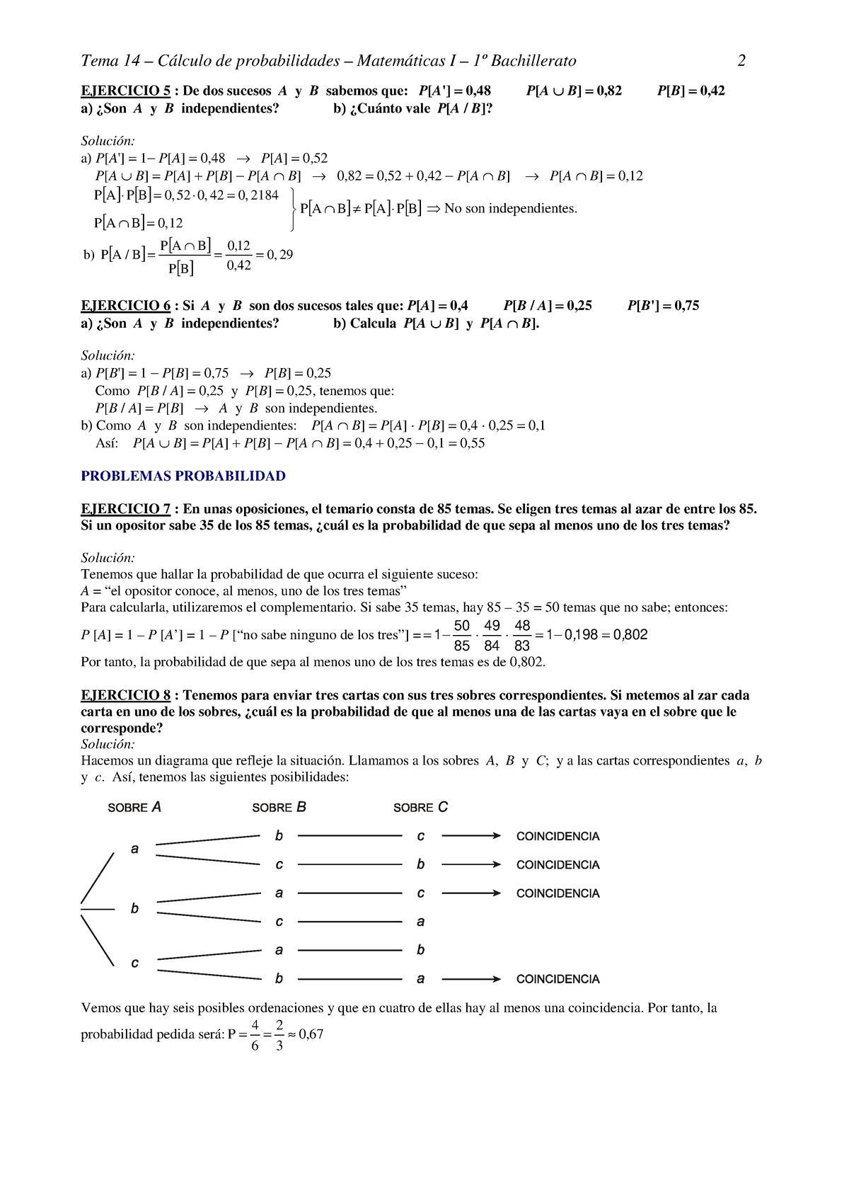 Ejercicios Resueltos 2 - EJERCICIO 5 : De Dos Sucesos A Y B Sabemos Que ...