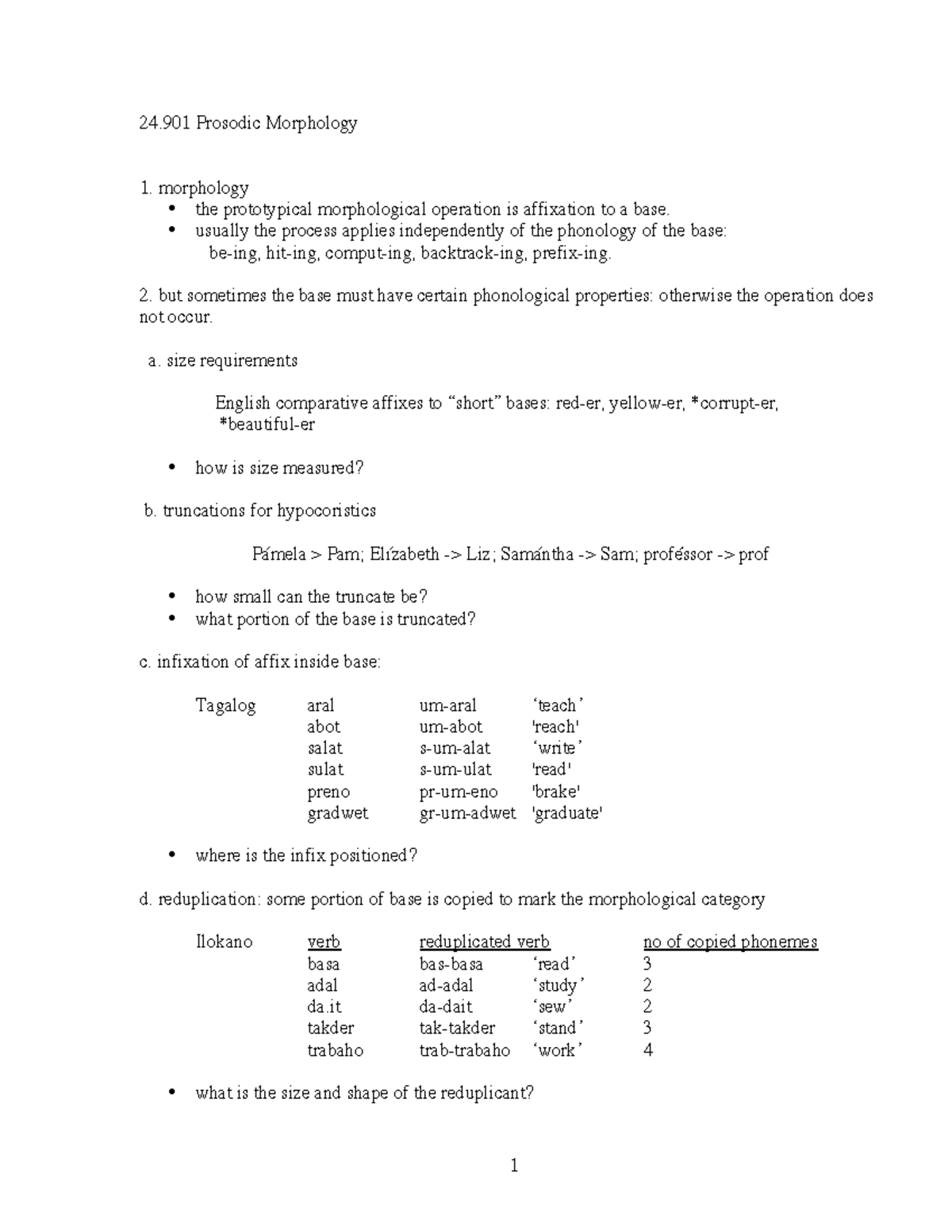 Prosodic morphology: reduplication and truncation - 24 Prosodic ...