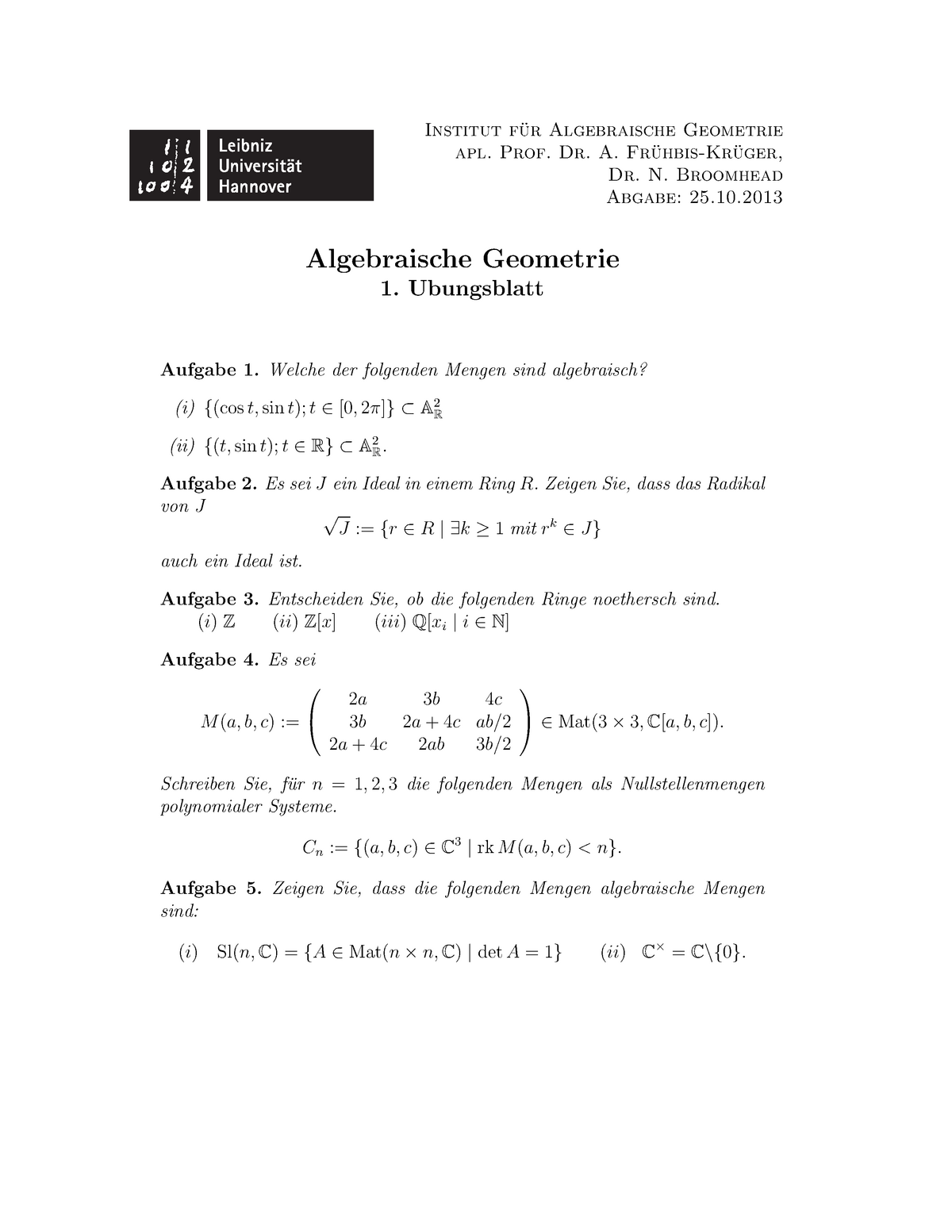 Algebraische Geometrie Fruhbis Kruger Schutt 14 Hausuebung 01 Studocu