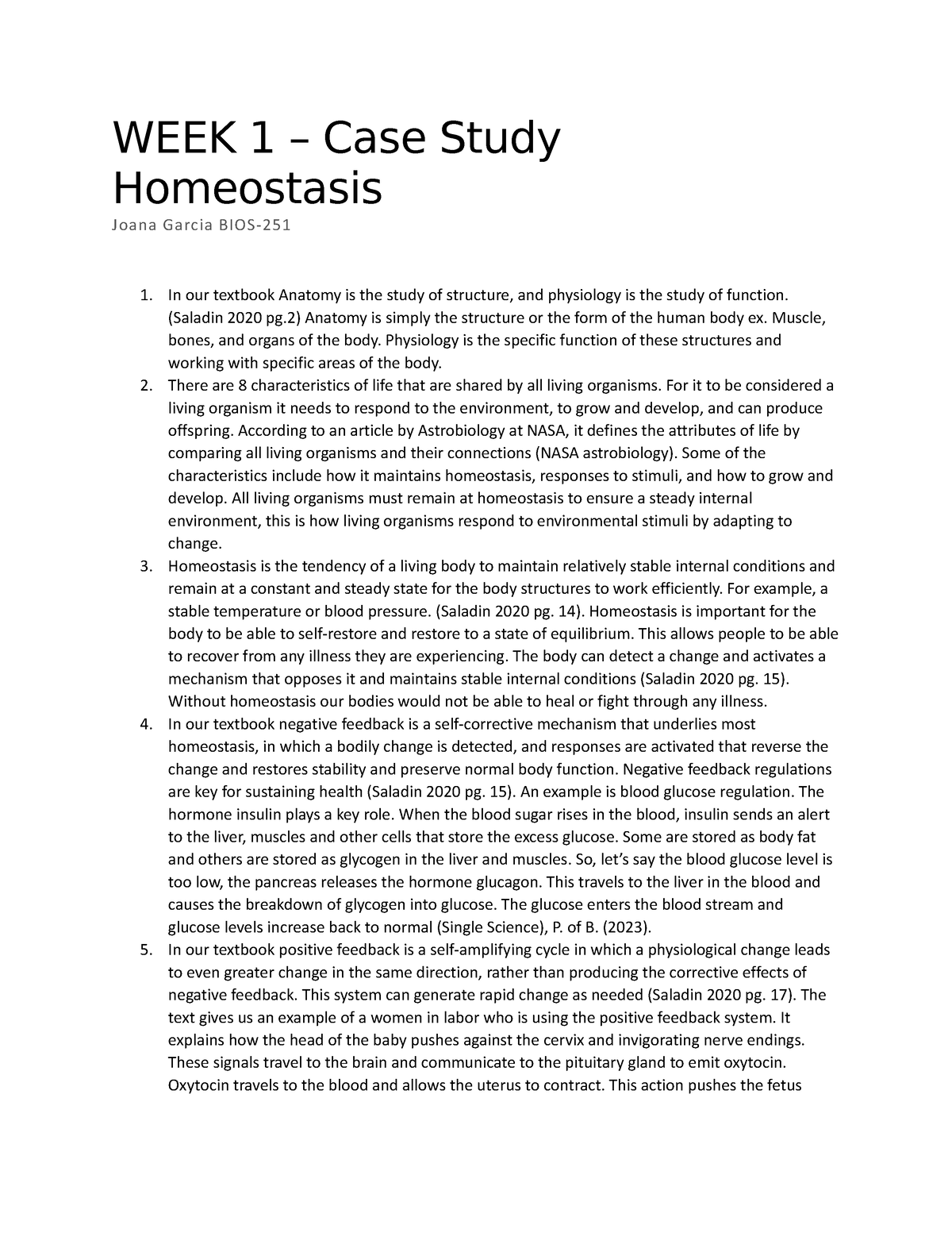 clinical case study homeostasis