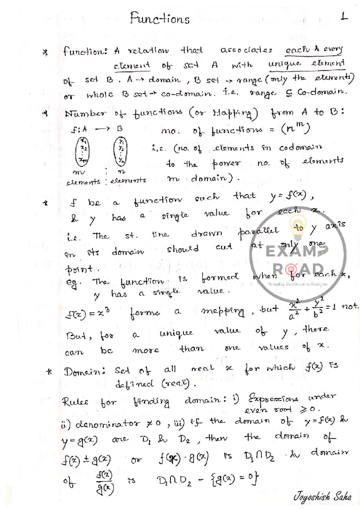 M Functions-Exams Road - Mathematics-I - Studocu