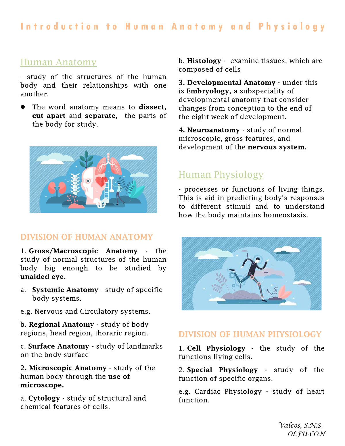 [ Anaphy] Introduction to Anatomy and Physiology - Valcos, S.N. I n t r ...