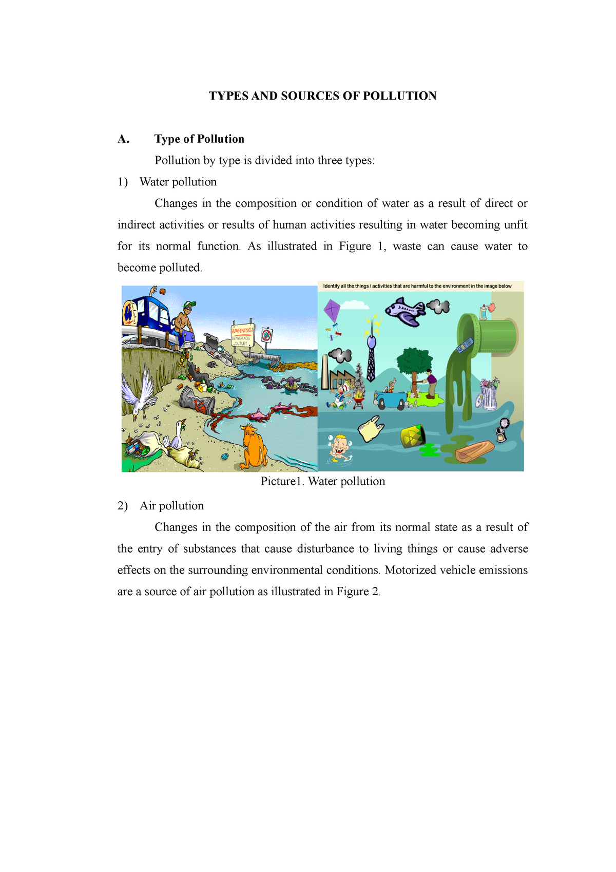 Types and Sources of Pollution - TYPES AND SOURCES OF POLLUTION A. Type ...