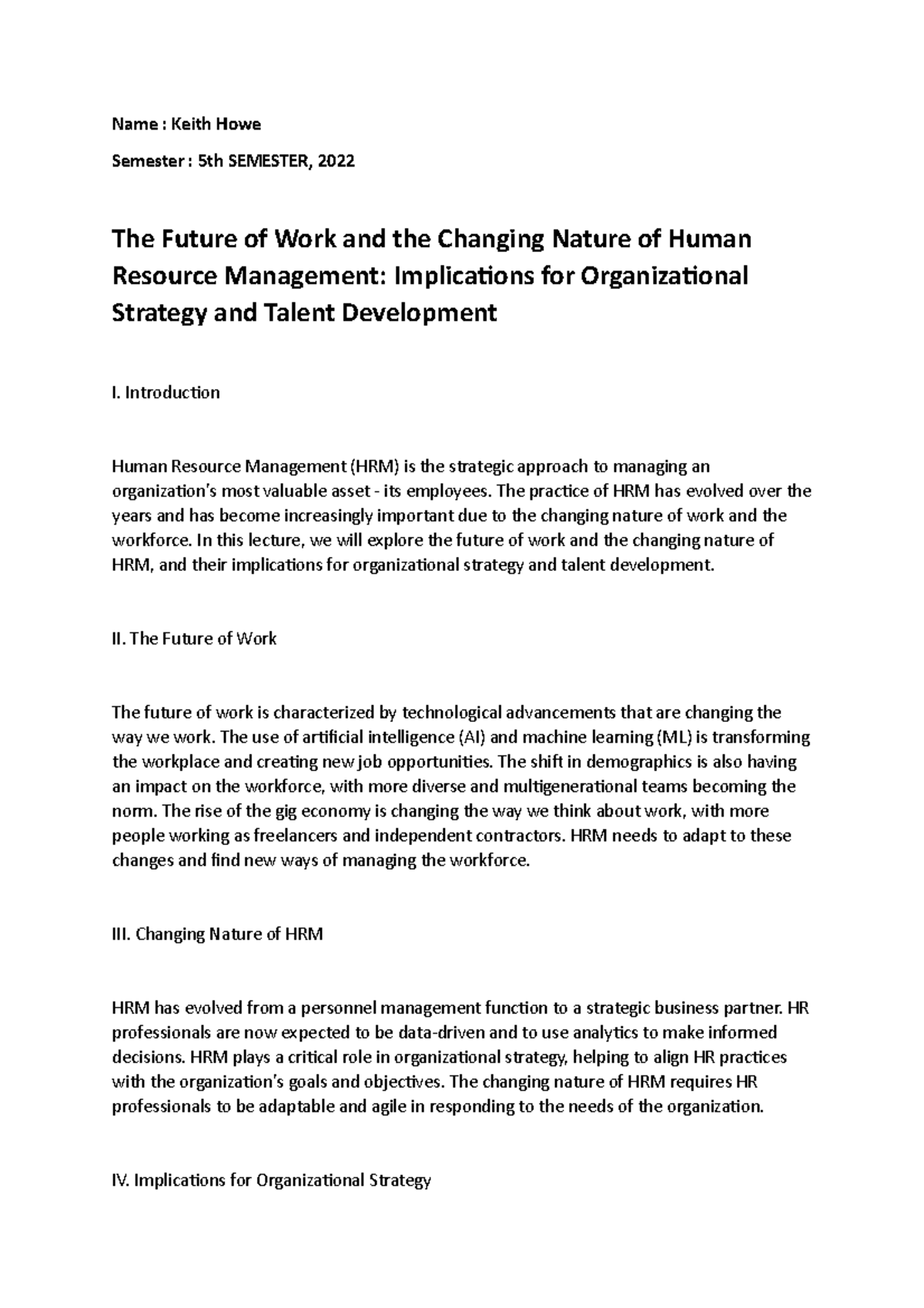 The Future of Work and the Changing Nature of Human Resource Management ...