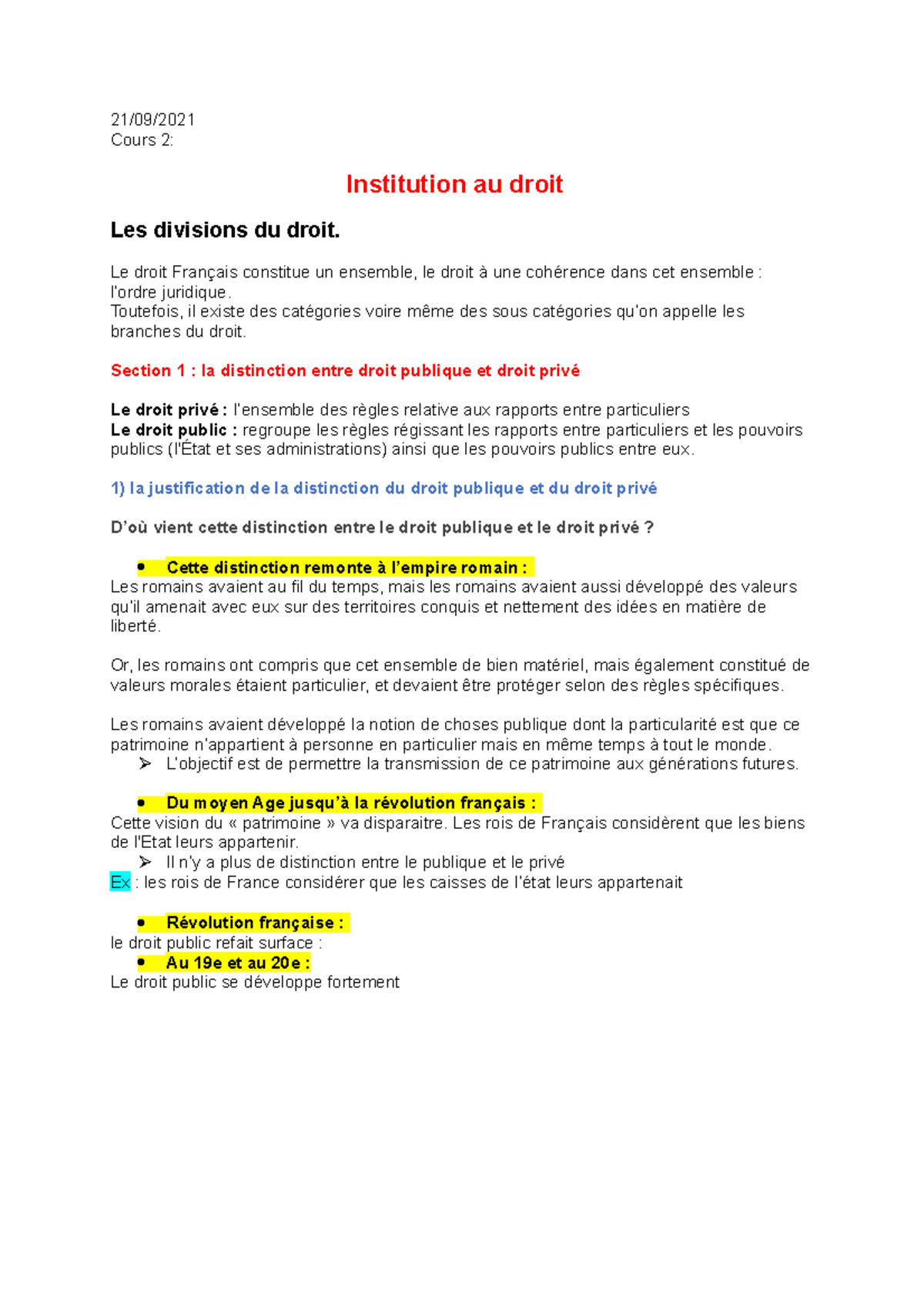 Cours droit 2 - introduction au droit - FACO Paris - Studocu