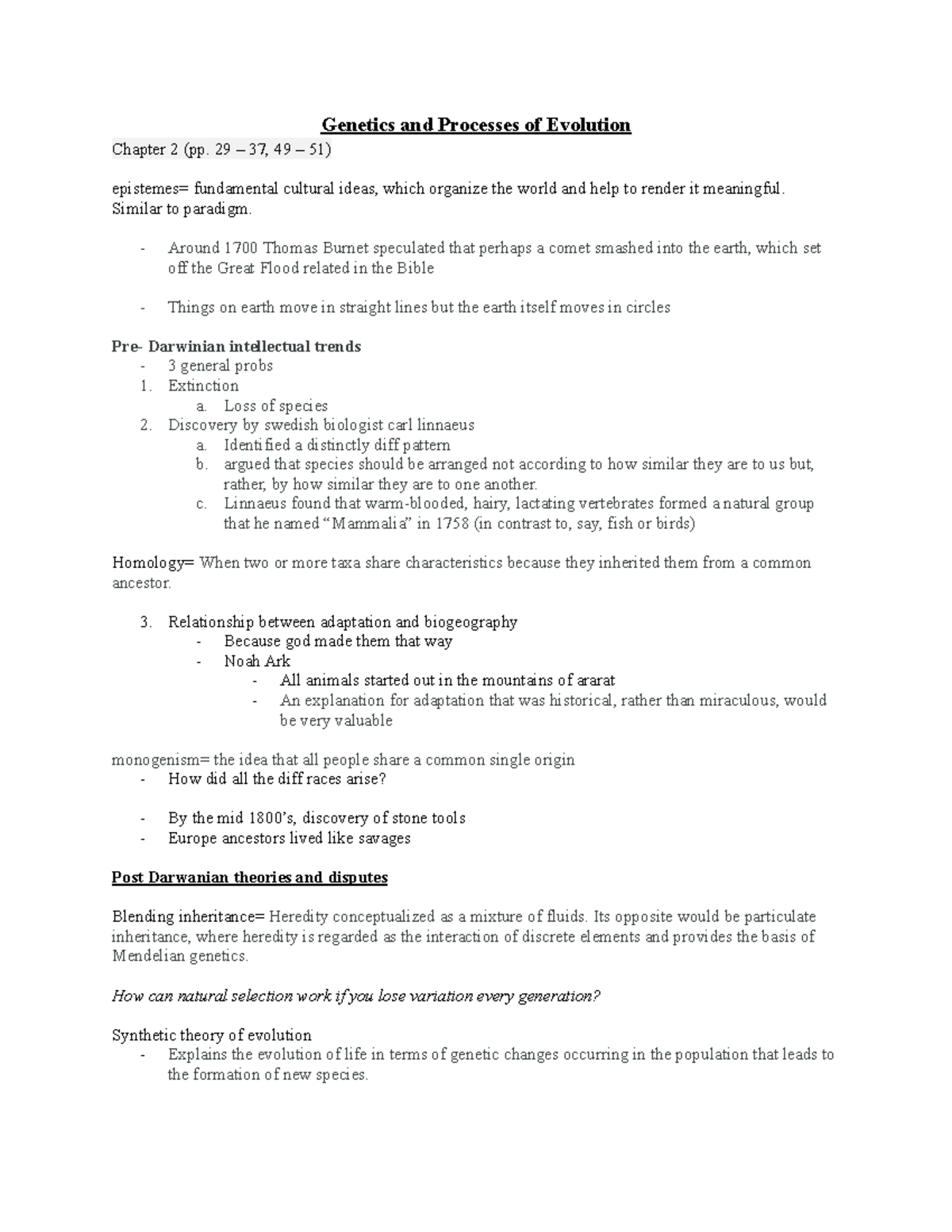 ANTA01- Genetics - Summarized Lec Notes - Genetics And Processes Of ...