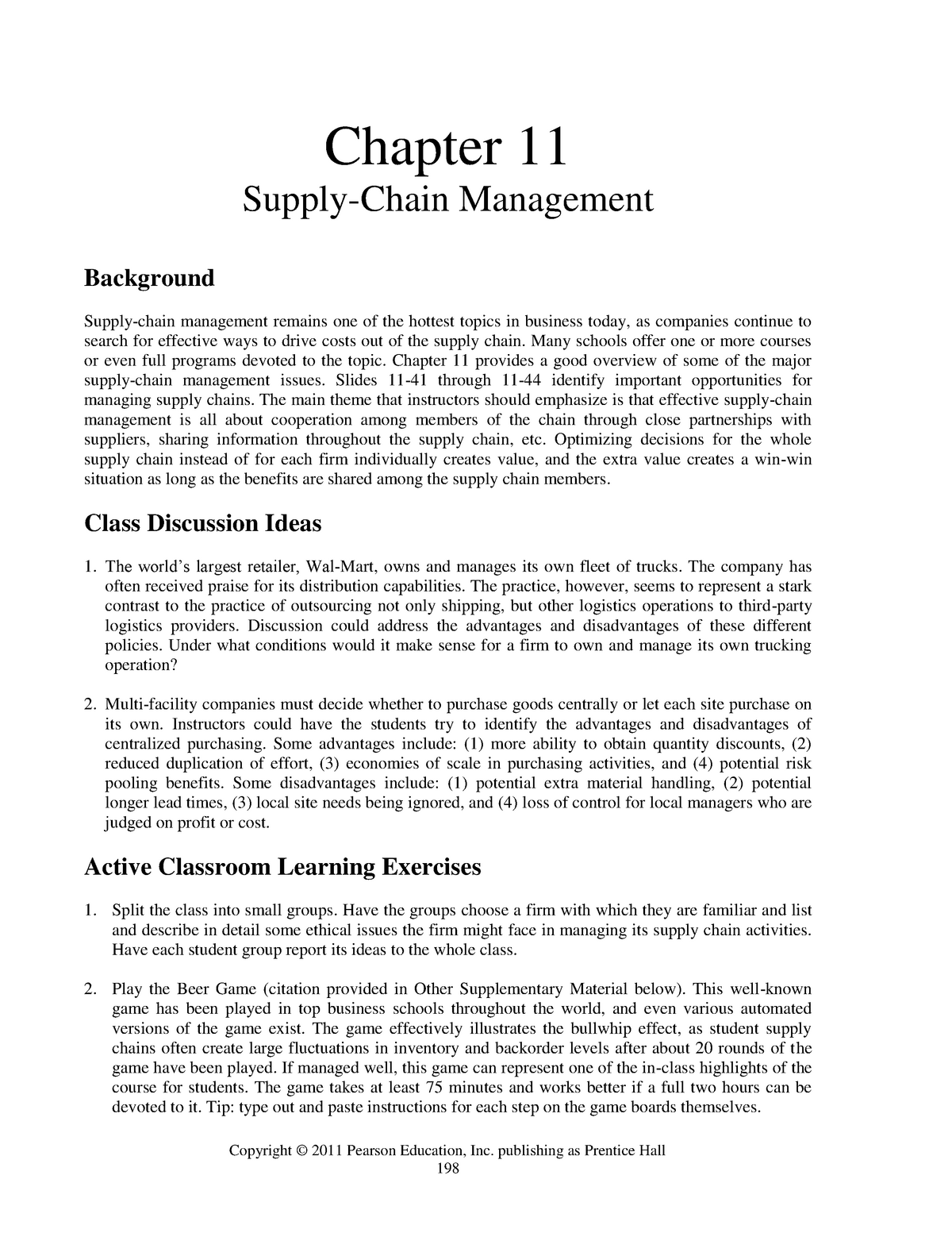 Heizer chapter 11 supply chain management StuDocu