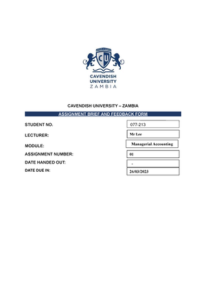 CUZL313Administrative Law I - CAVENDISH UNIVERSITY ZAMBIA BACHELOR OF ...