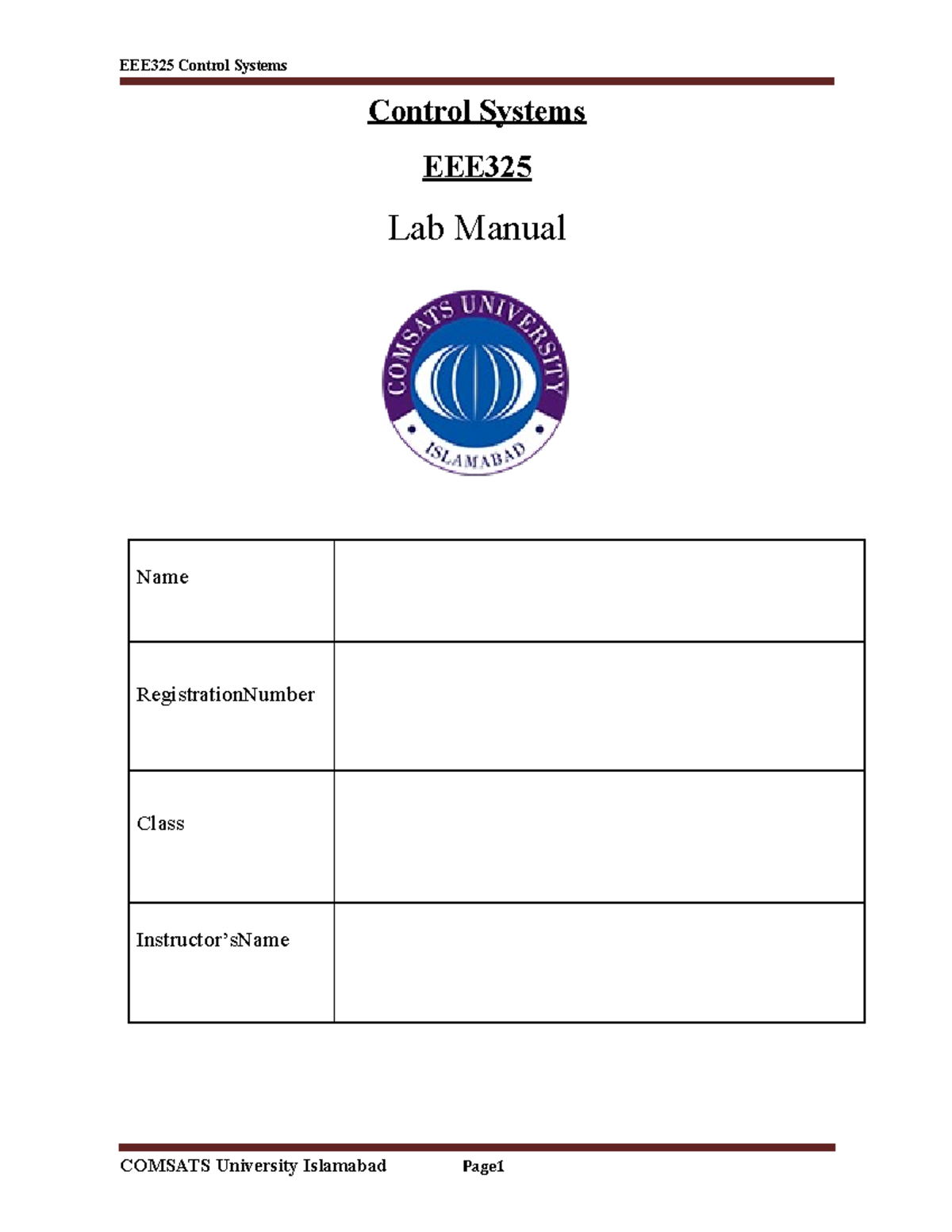EEE325 Control Systems V3 - EEE325 Control Systems Control Systems EEE ...