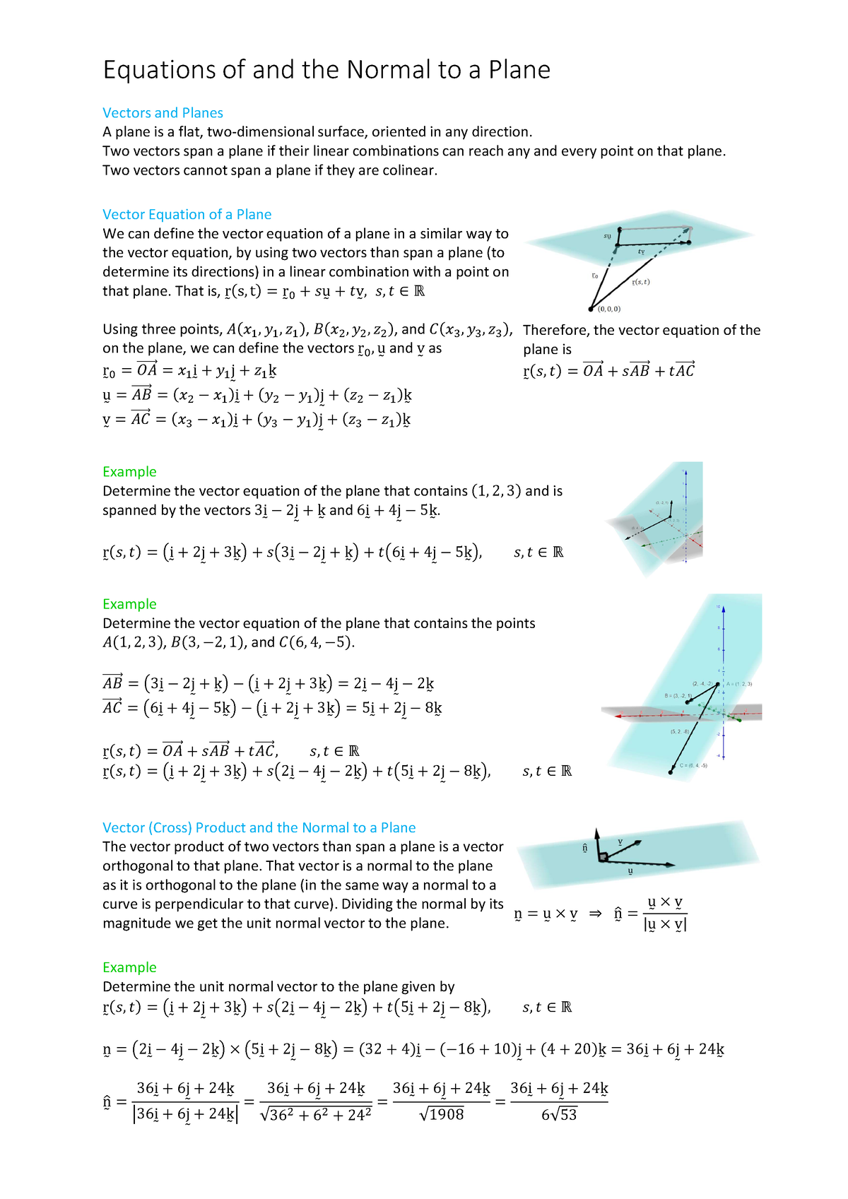 Equations of and the Normal to a Plane - Vectors and Planes A plane is ...