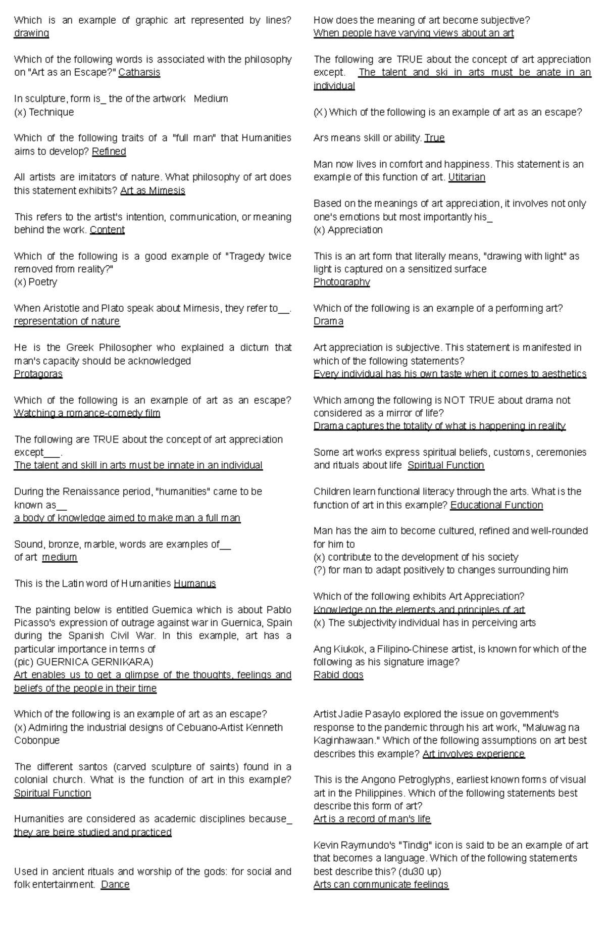 Estetikartspre notes Which is an example of graphic art represented