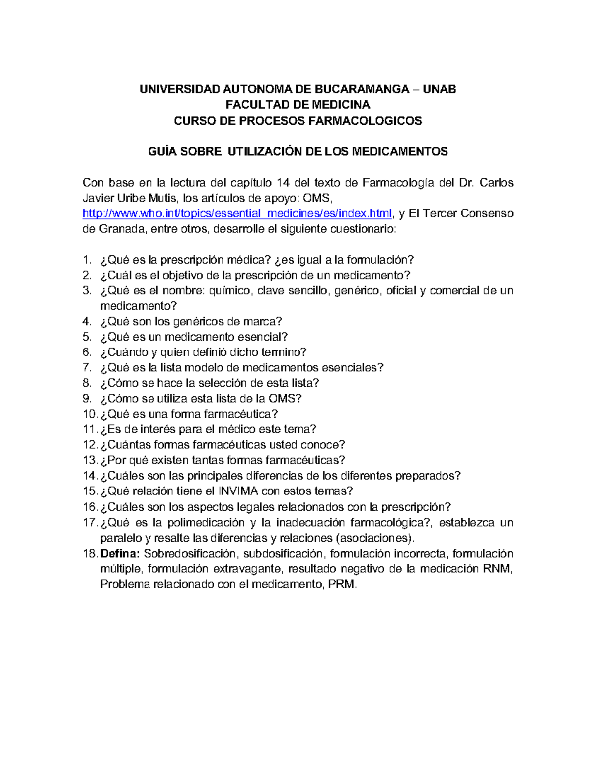 GuÍa Utilización De Los Medicamentos Universidad Autonoma De Bucaramanga Unab Facultad De 1993