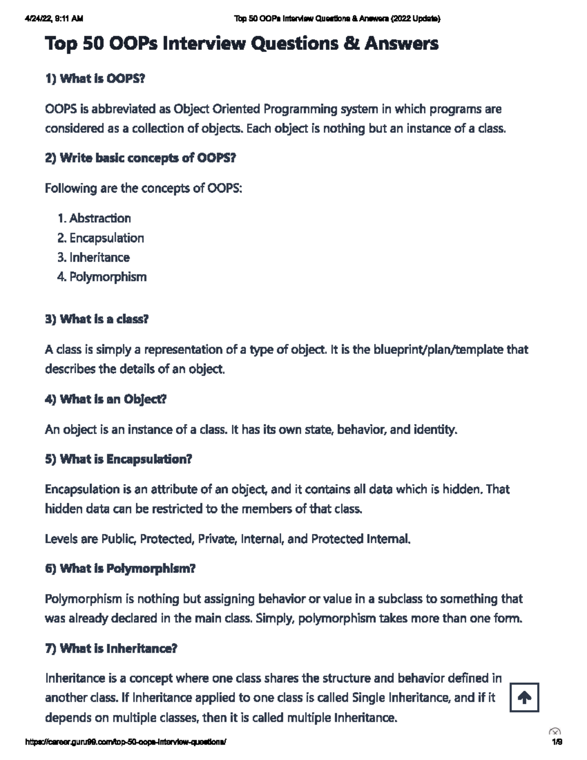 Oops interview - 9:11 AM Top 50 OOPs Interview Questions Answers (2022 ...