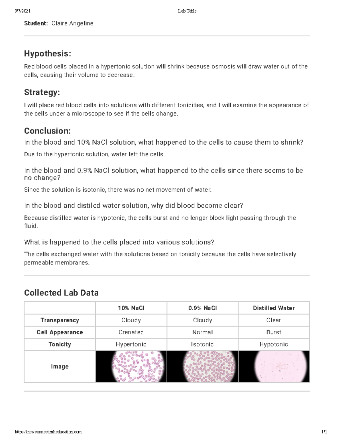 LAB Activity Osmosis 9/7/2021 Lab Table newconnect.mheducation 1