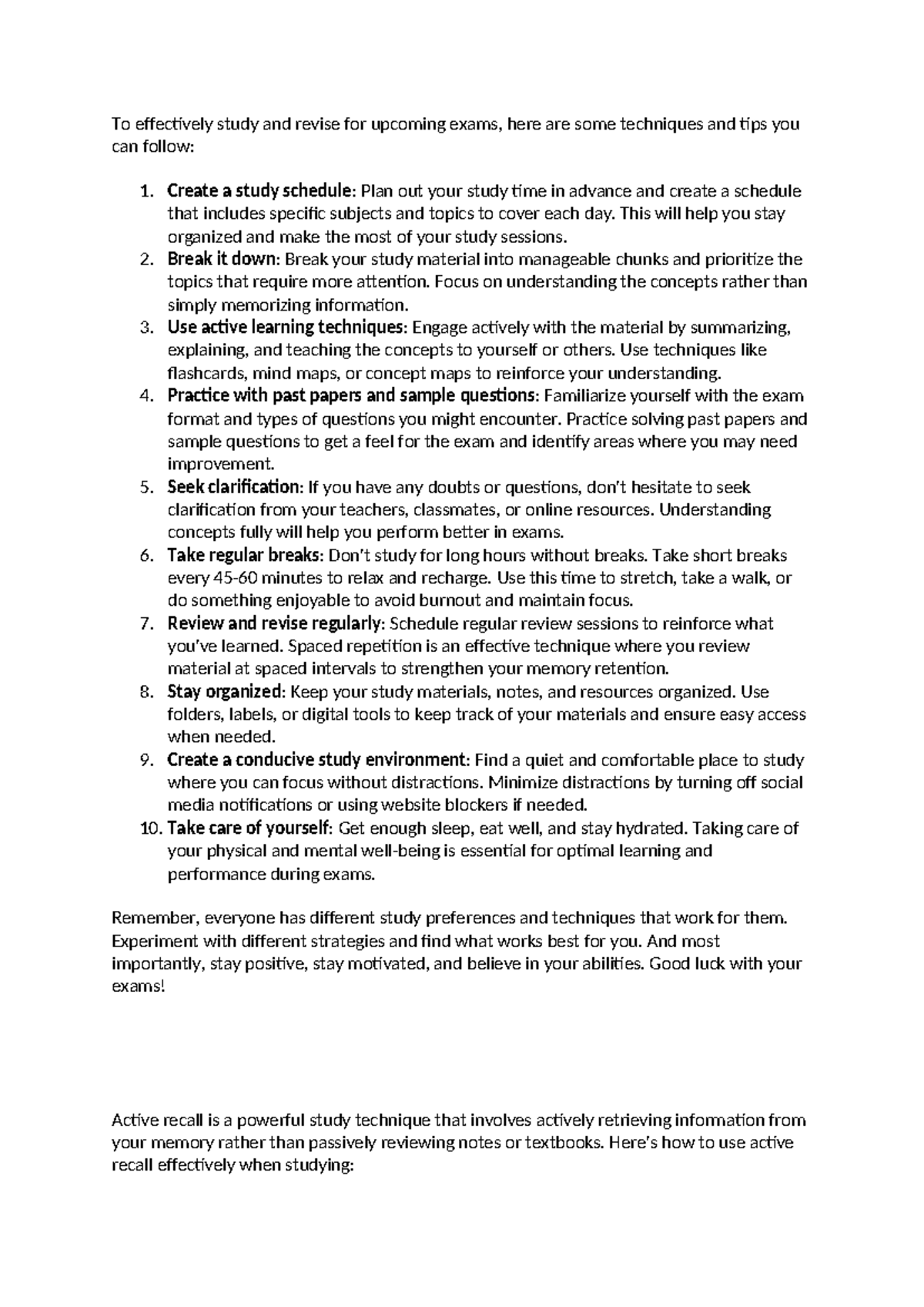 Revision - Just a simple guide on how on techniques to revise - To ...
