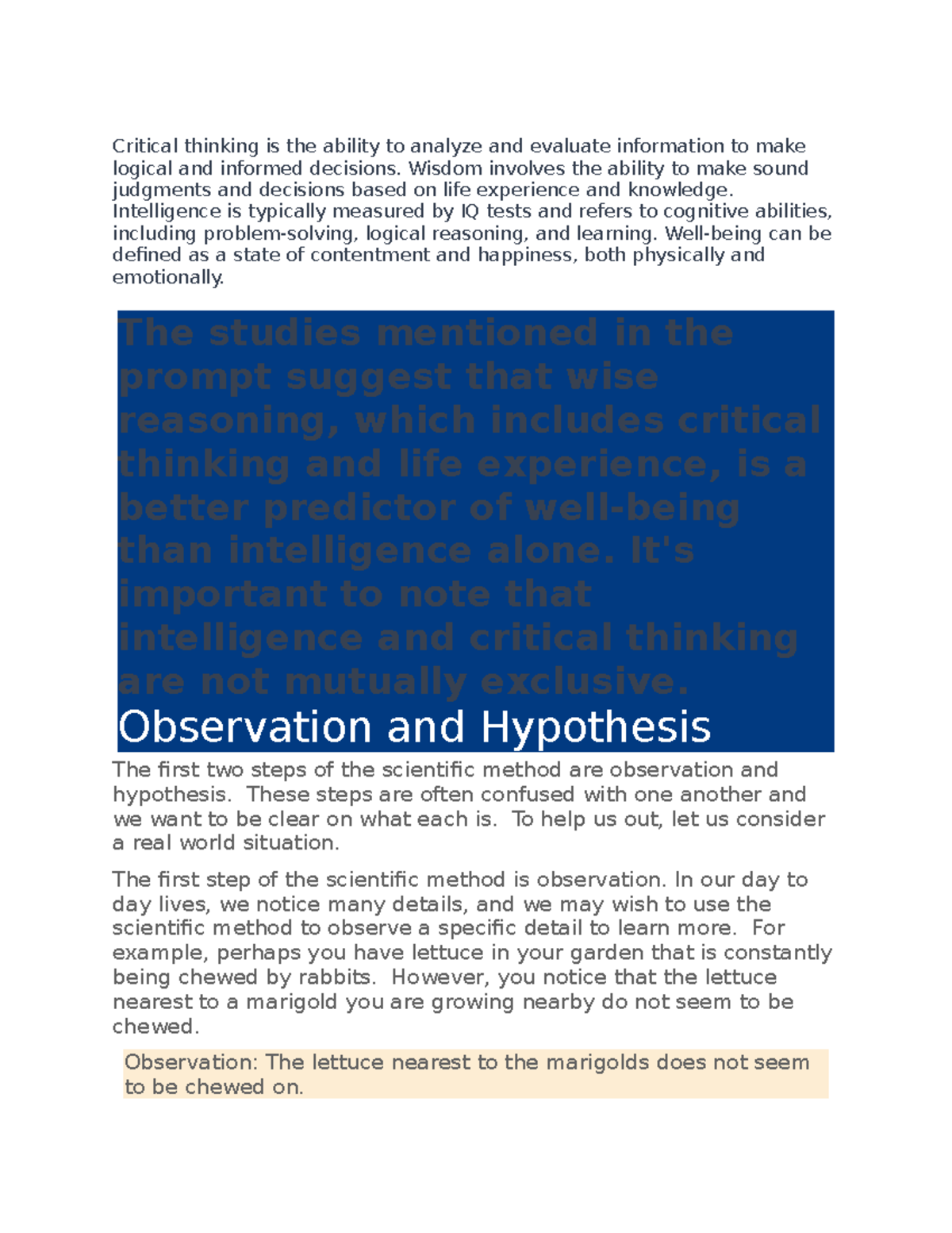 Chem W1 Edapt Critical thinking is the ability to analyze and