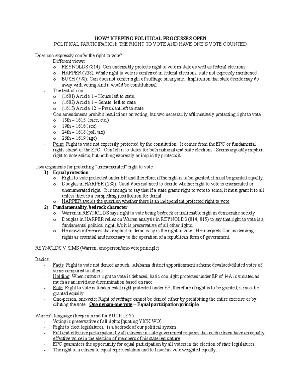 Contracts Law Outline 3 - HOW? KEEPING POLITICAL PROCESSES OPEN ...