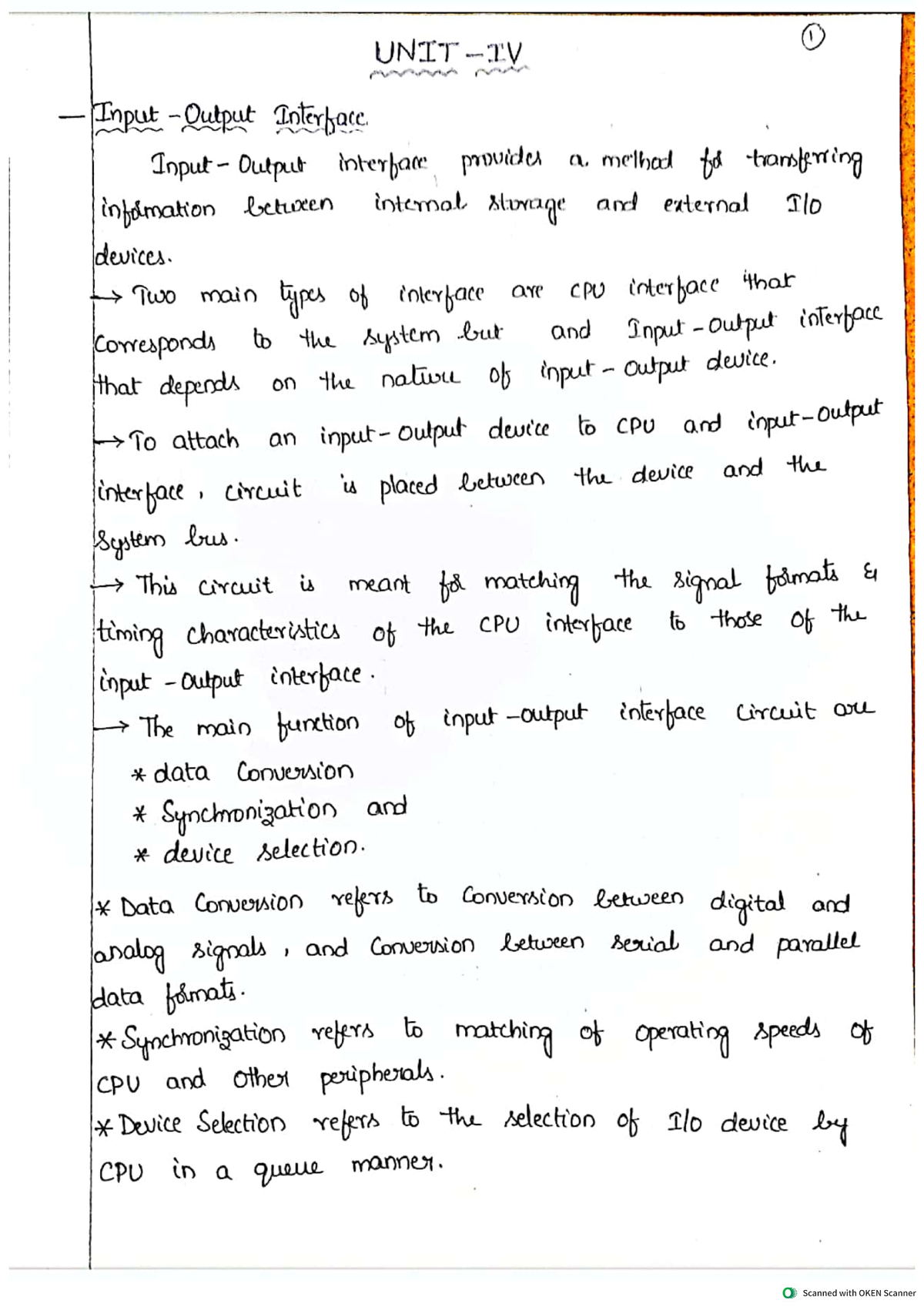 CO-Unit-4-notes vbit - .notes - 1 UNIT Input Interface Input Output ...