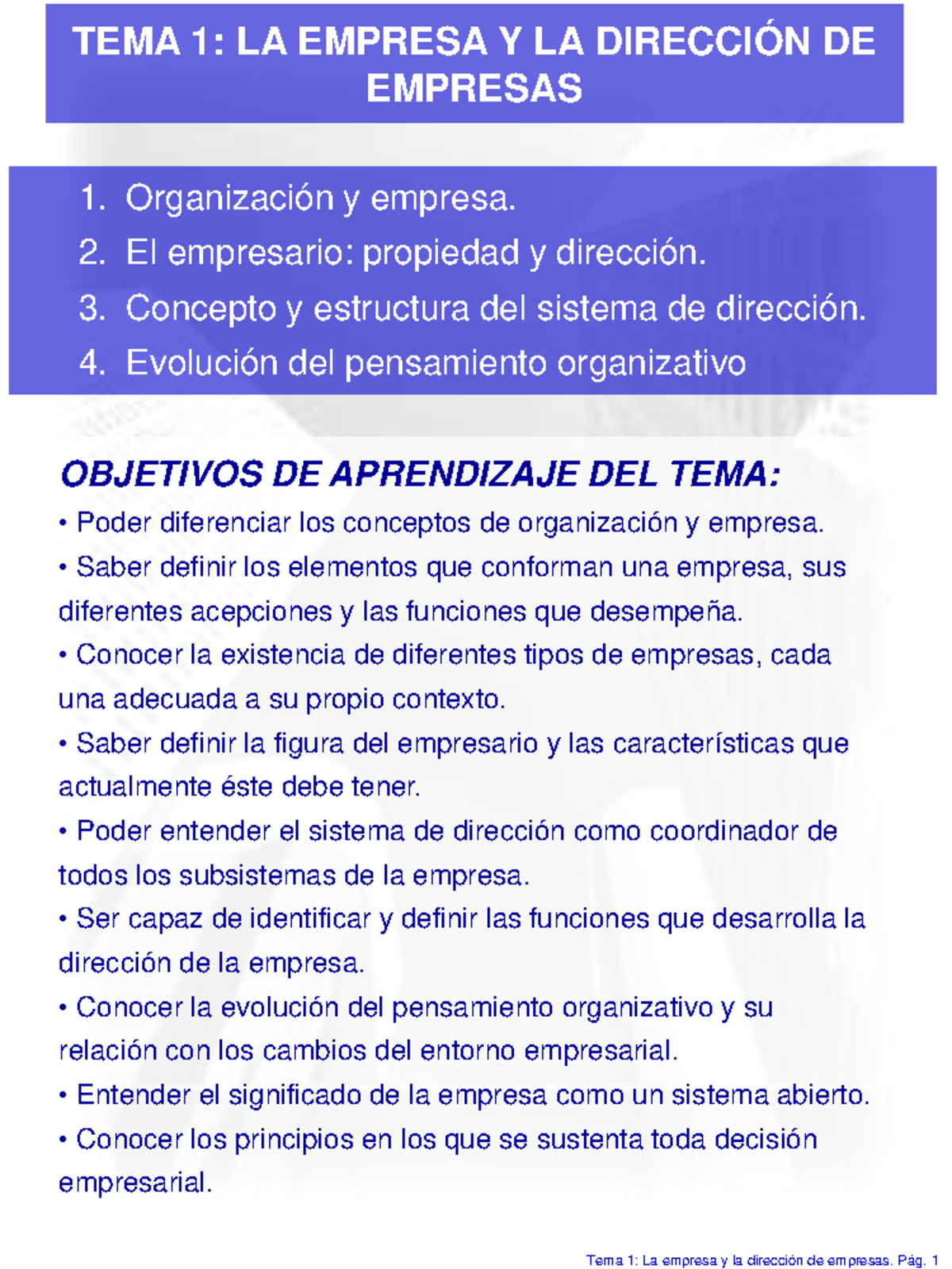 TEMA 1 LA Empresa Y LA Dirección DE Empresas - TEMA 1: LA EMPRESA Y LA ...