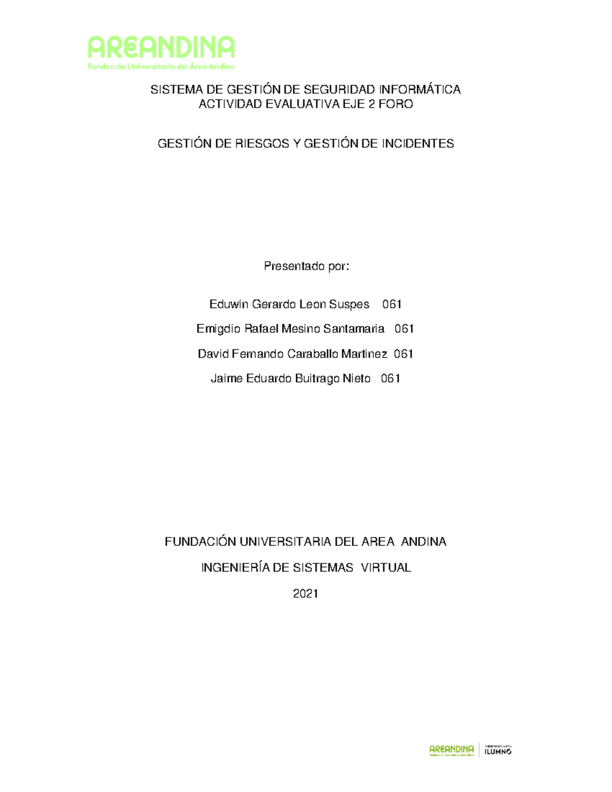 SGSI Actividad Evaluativa EJE 2 Final - SISTEMA DE GESTIÓN DE SEGURIDAD ...