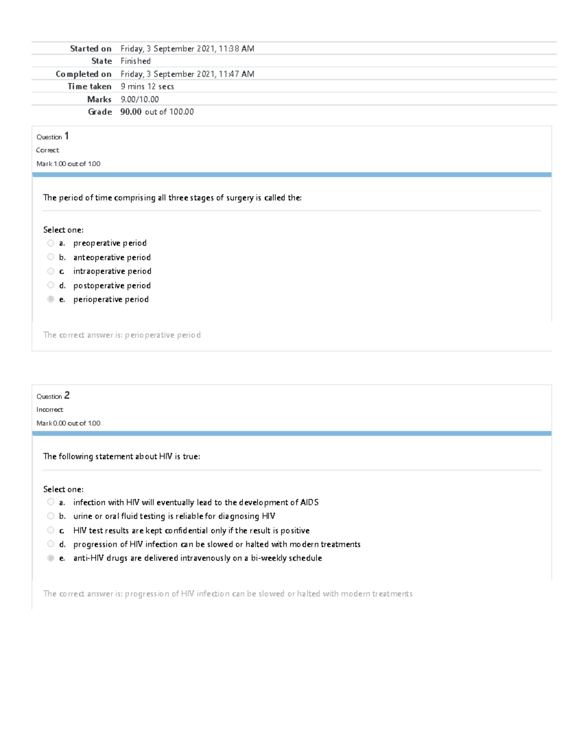 HS 3210 Self-Quiz Unit 1 - Started On Friday, 3 September 2021, 11:38 ...